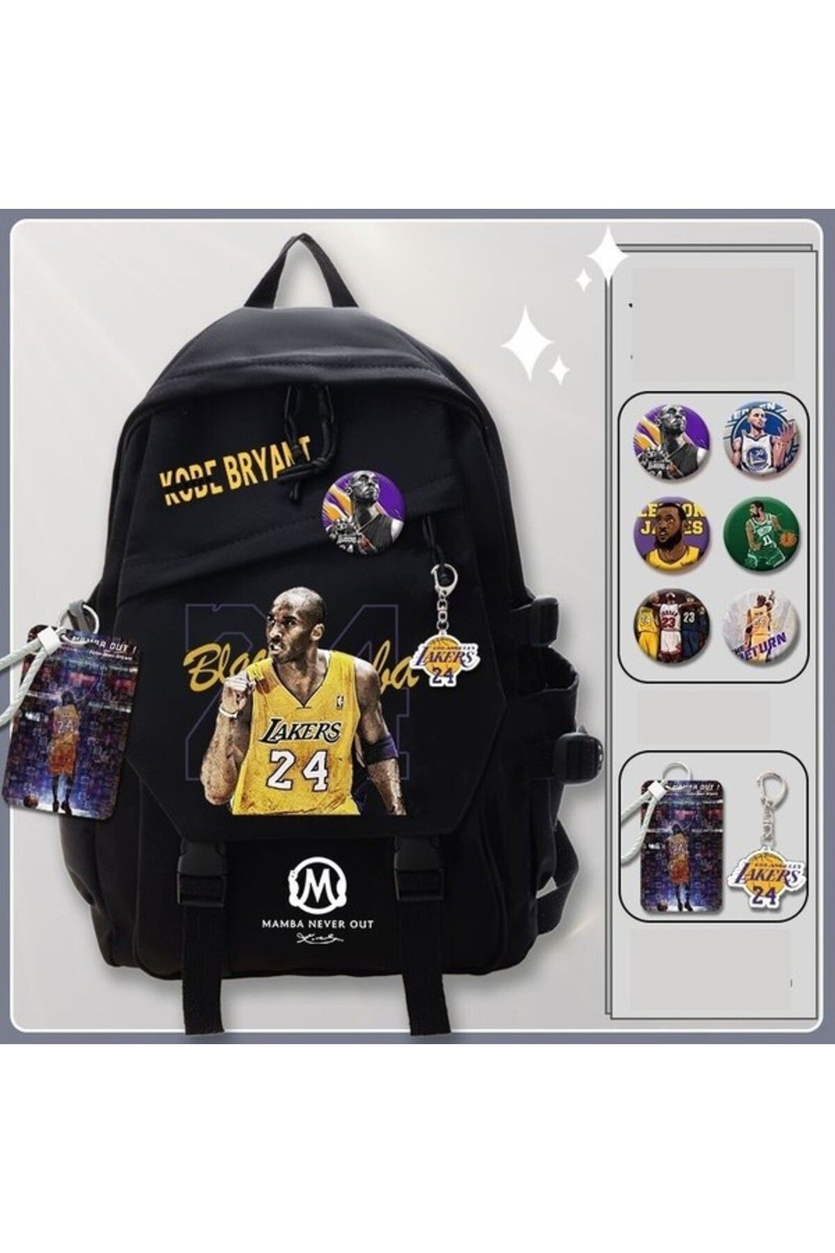 SilkRoute NBA Ortak Okul Çantası Kobe Bryant Büyük Kapasiteli Sırt Çantası Okul Çantası