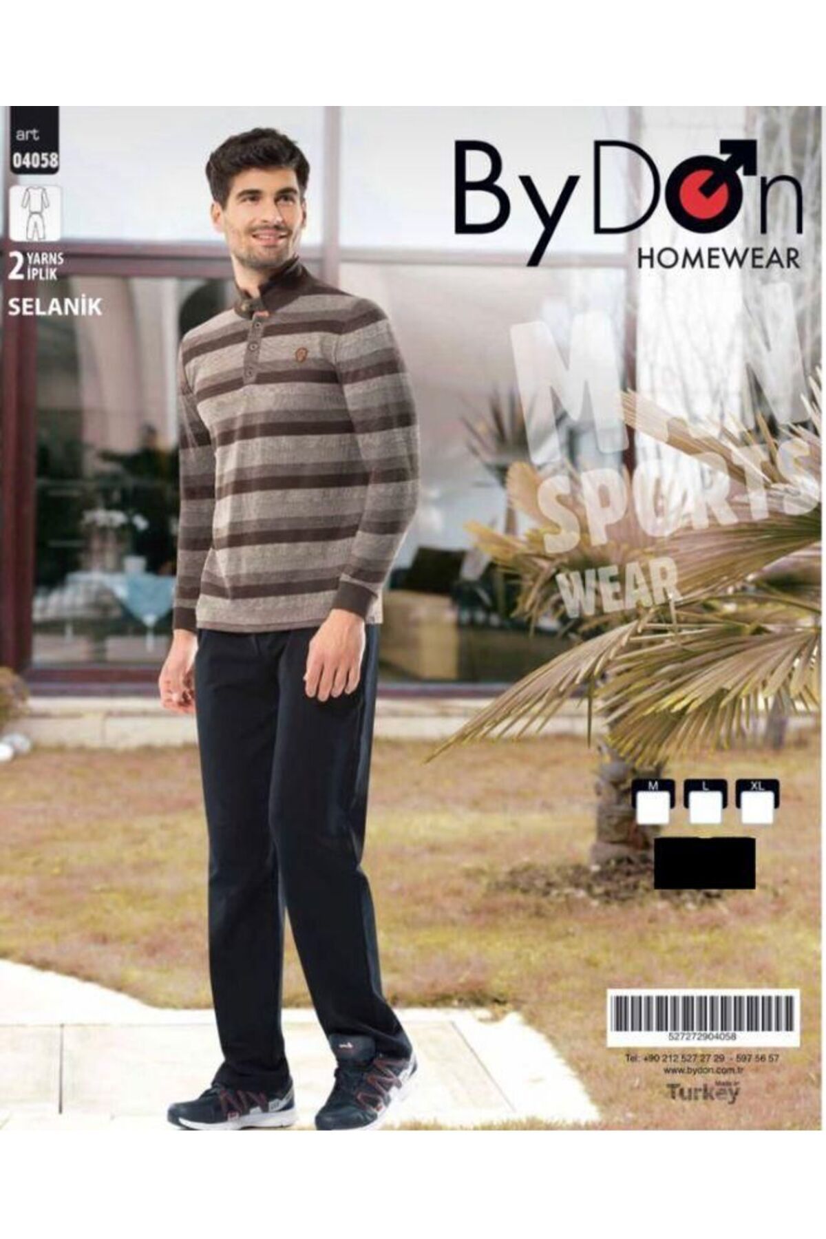 ByDon Set Pijamale De Iarnă Pentru Bărbați - Mânecă Lungă, Țesătură Thessaloniki Cu 2 Fire, Bumbac Masculin - L