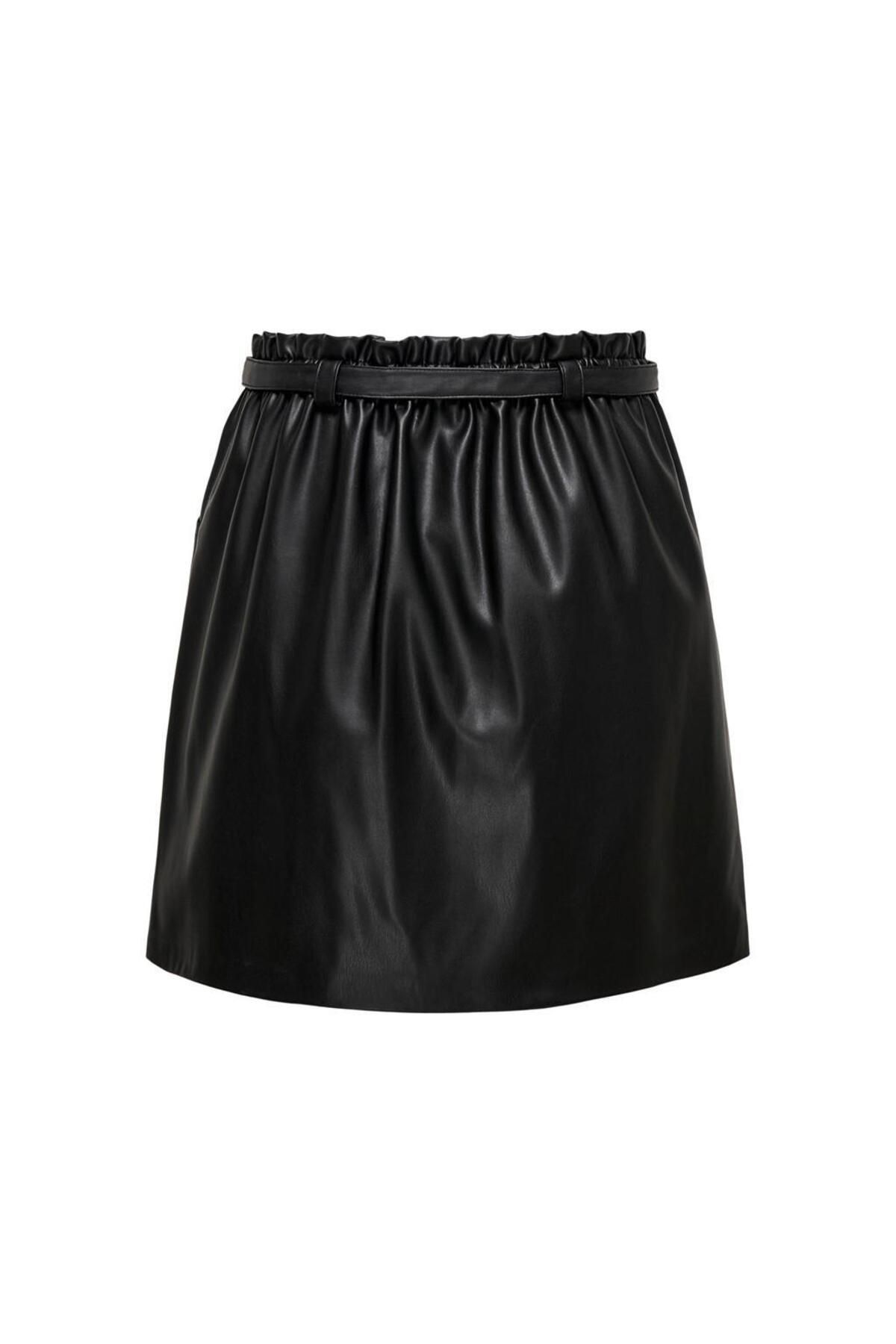 Only-Women's Belt Detailed Mini Skirt 65515229099 Black 4