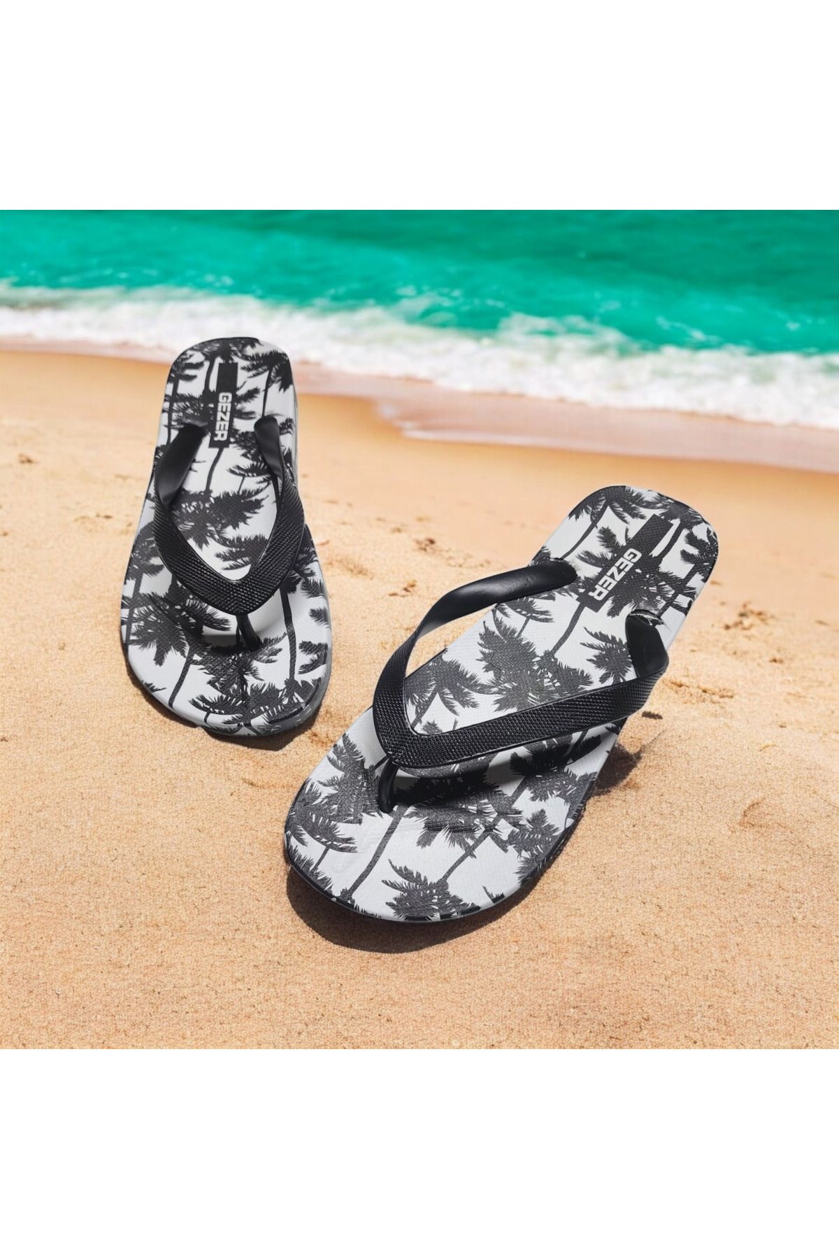 GEZER-Flip Flops de vară cu imprimeu palmier pentru piscină, papuci de mare 2