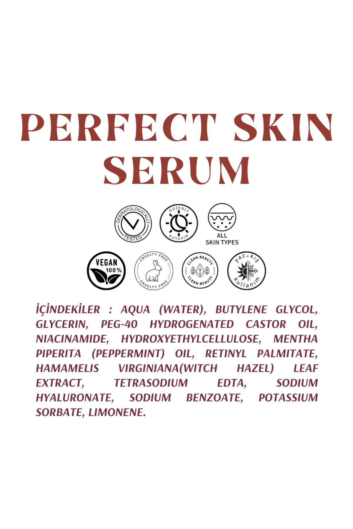 Niasinamid & Retinol & Hyaluronik Asit Içeren Yüz Serumu - Perfect Skin Serum — ALNPSSRM — تصویر 7 از 7