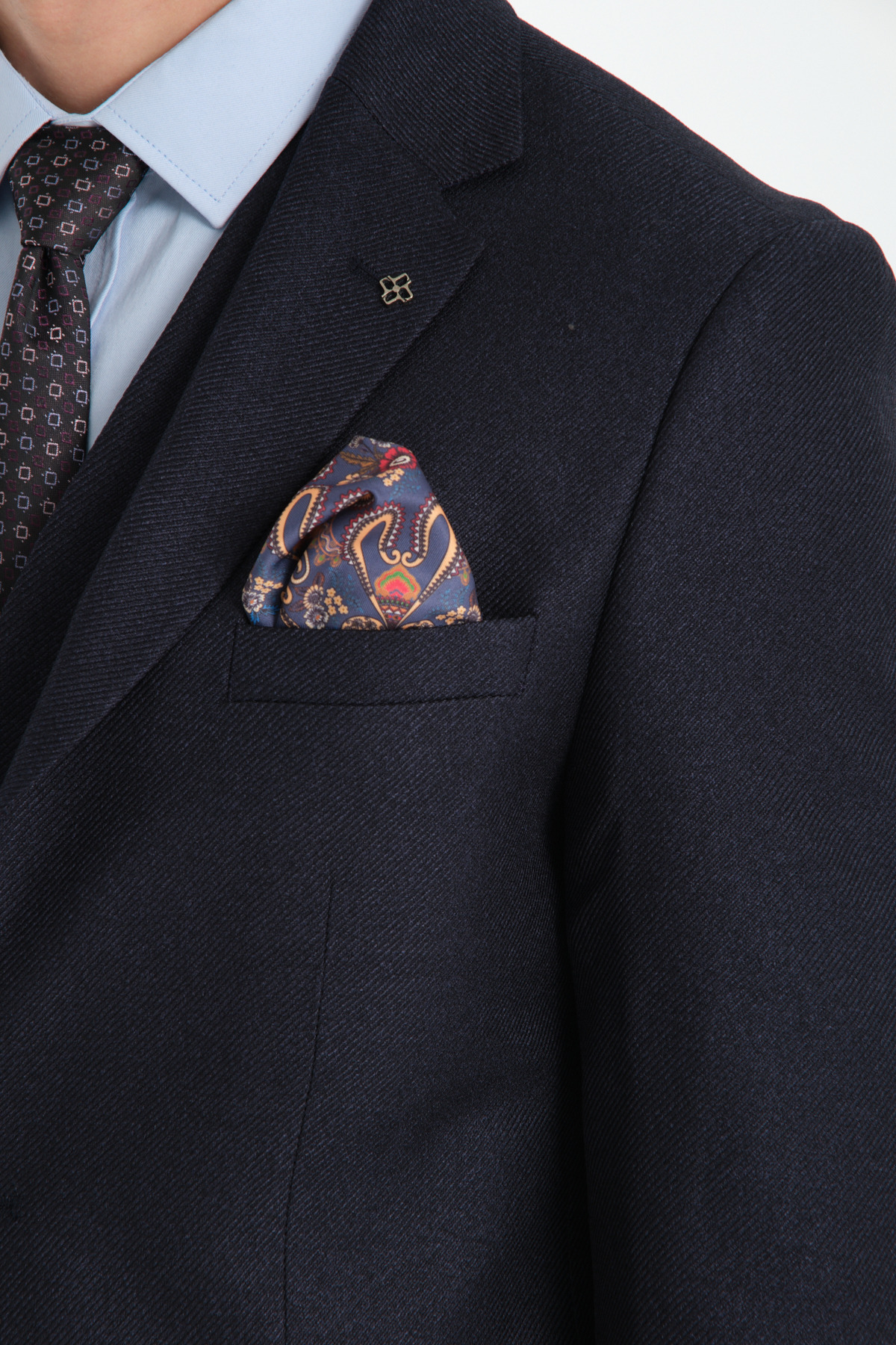 Frappoli  Slim Fit Kalın Düz Mono Yaka Çift Yırtmaçlı Astarlı Takim Elbise - Görsel 6