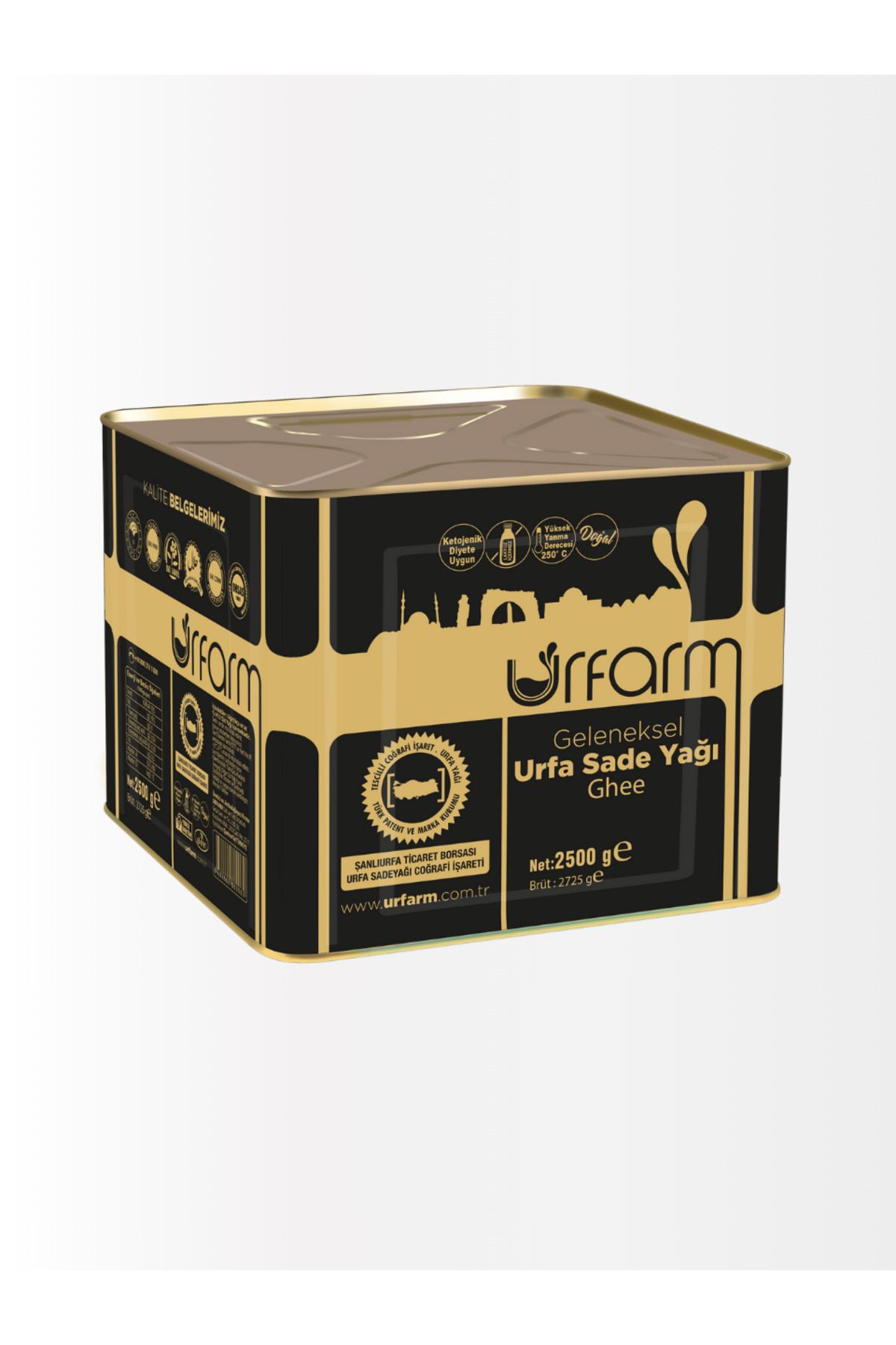 URFARM Sadeyağ (Ghee) 2.5 kg – Laktozsuz, Kazeinsiz, Ketojenik Saf Yağ Sade Yağ