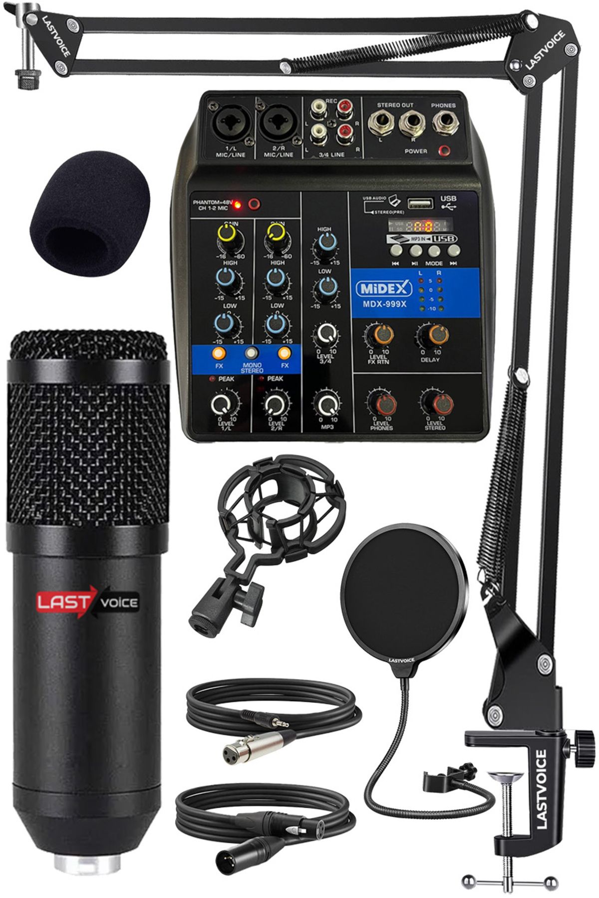 Lastvoice Rec Paket-1 Bm800 Mikrofon Phantomlu Mikser Stand Filtre Set