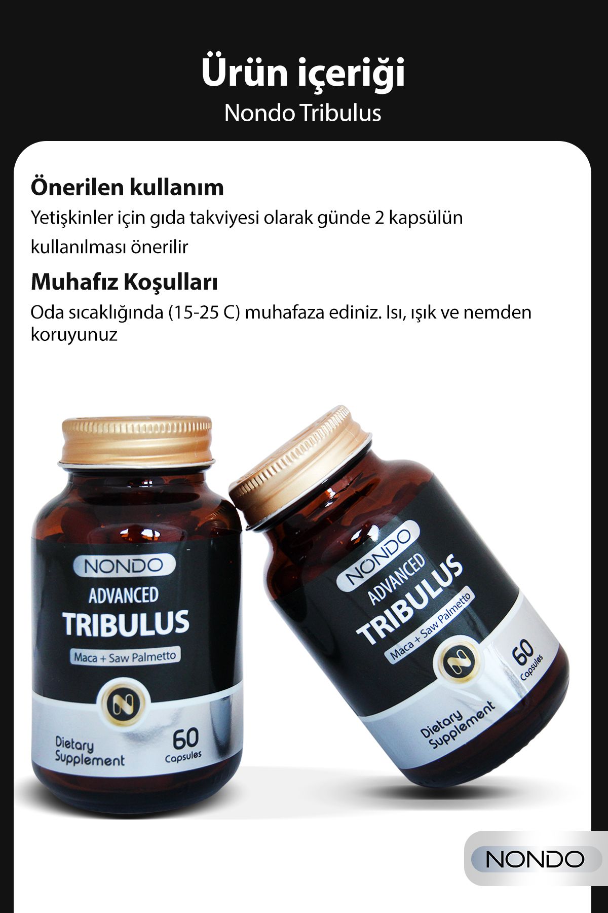 Nondo Tribulus 60 Kapsül ( Demir Dikeni, Tribulus Terrestris Saw Palmetto Kore Ginseng Ginko Biloba )-4