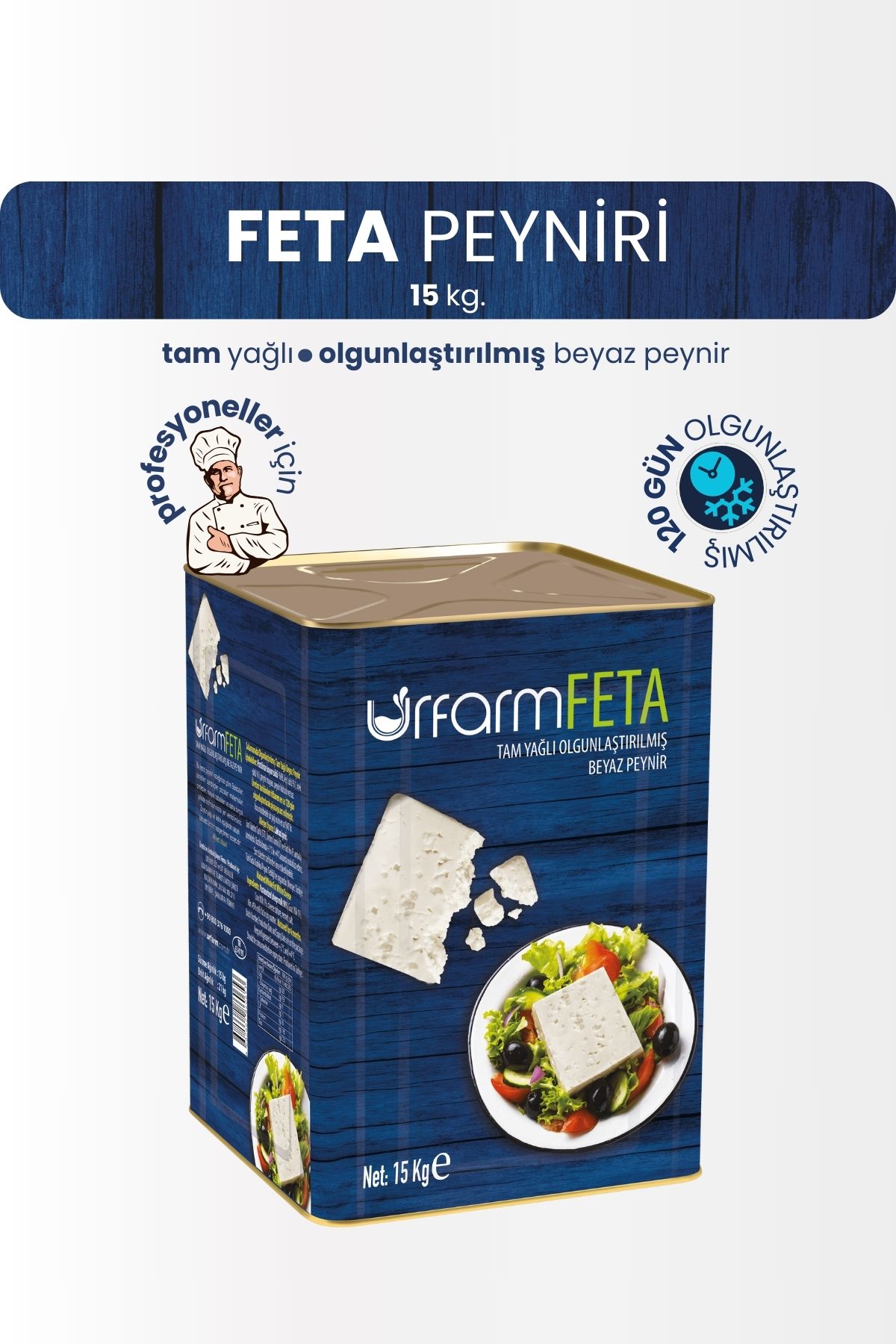 URFARM Feta Peyniri 15 Kg. Bütün | Tam Yağlı Olgunlaştırılmış Beyaz Peynir (feta cheese)