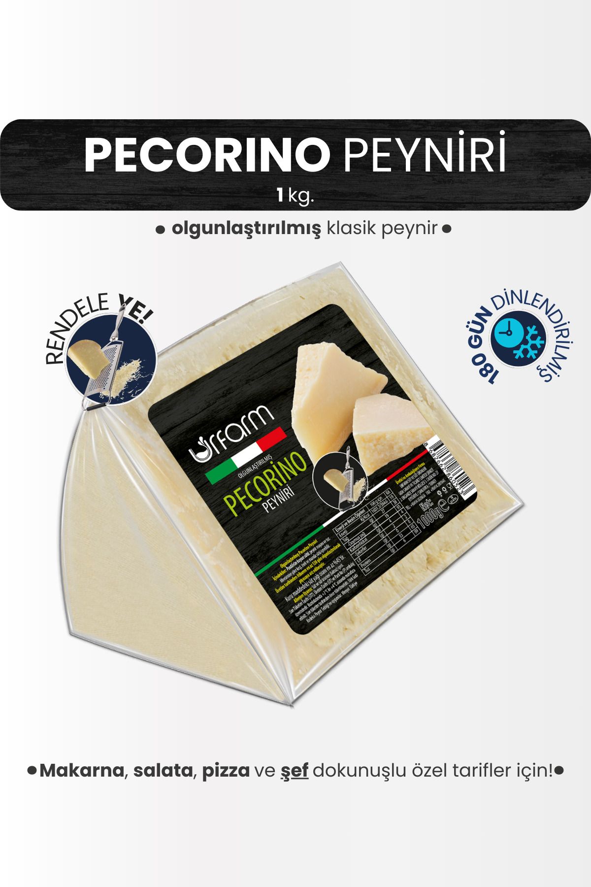 URFARM Pecorino Peyniri 1 Kg. | Klasik İtalyan Peyniri