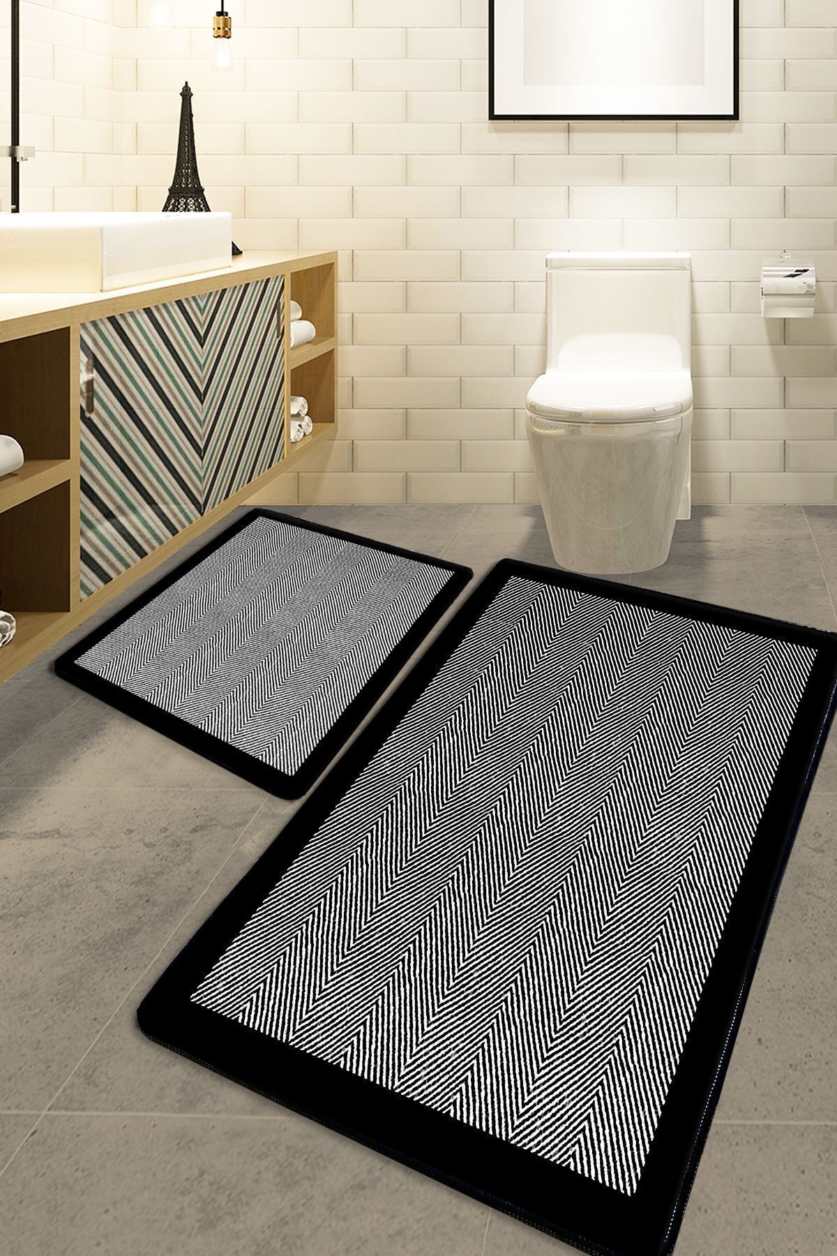 Iromica Home Barley Black 2'li Set Banyo Halısı Djt