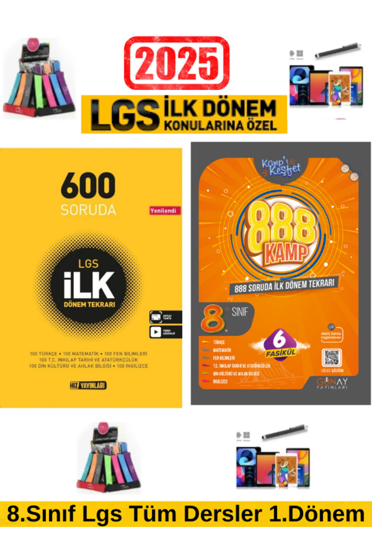 Hız Yayınları 2025 8.Sınıf Lgs 600 Soruda 1.Dönem Tekrar+Günay Lgs