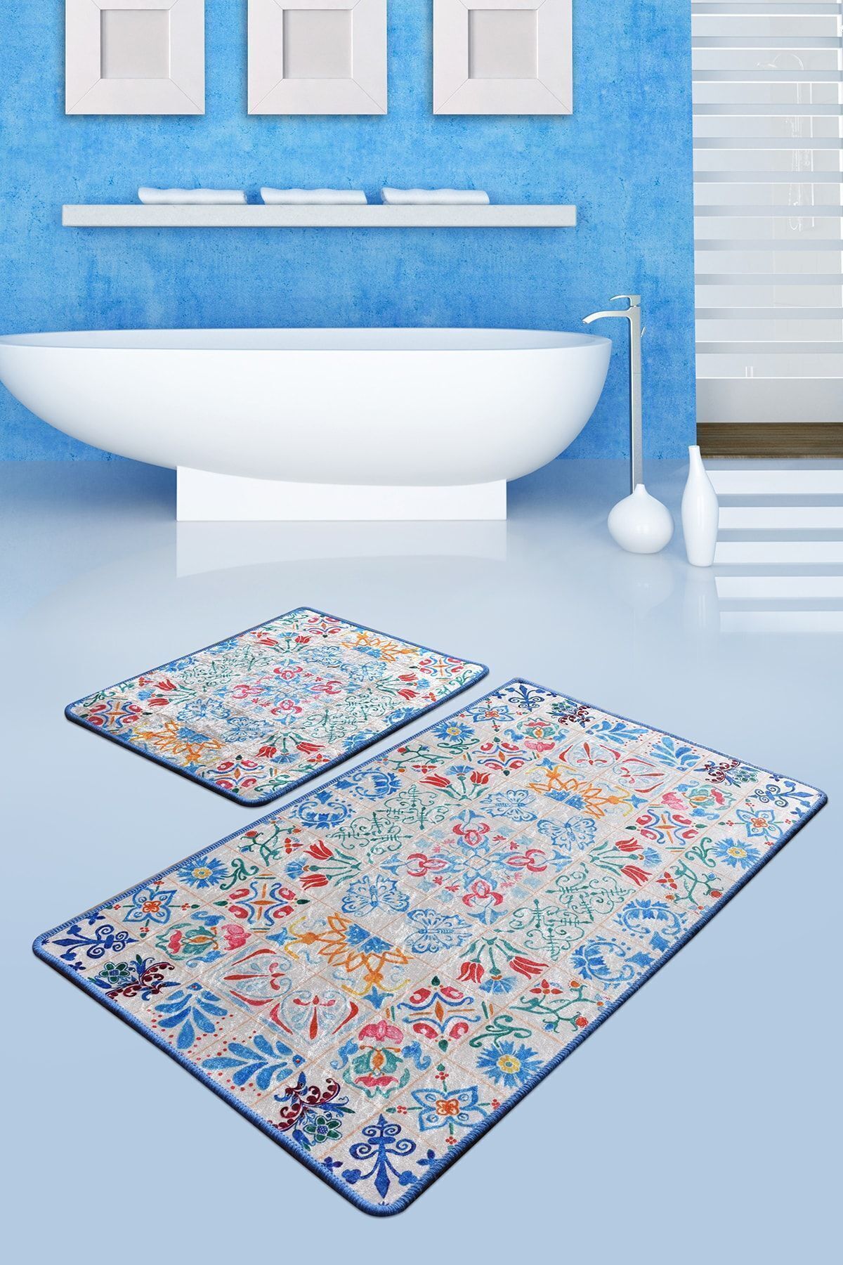 Iromica Home Ceramıca Djt 2'li Set Banyo Halısı, Paspas Takımı