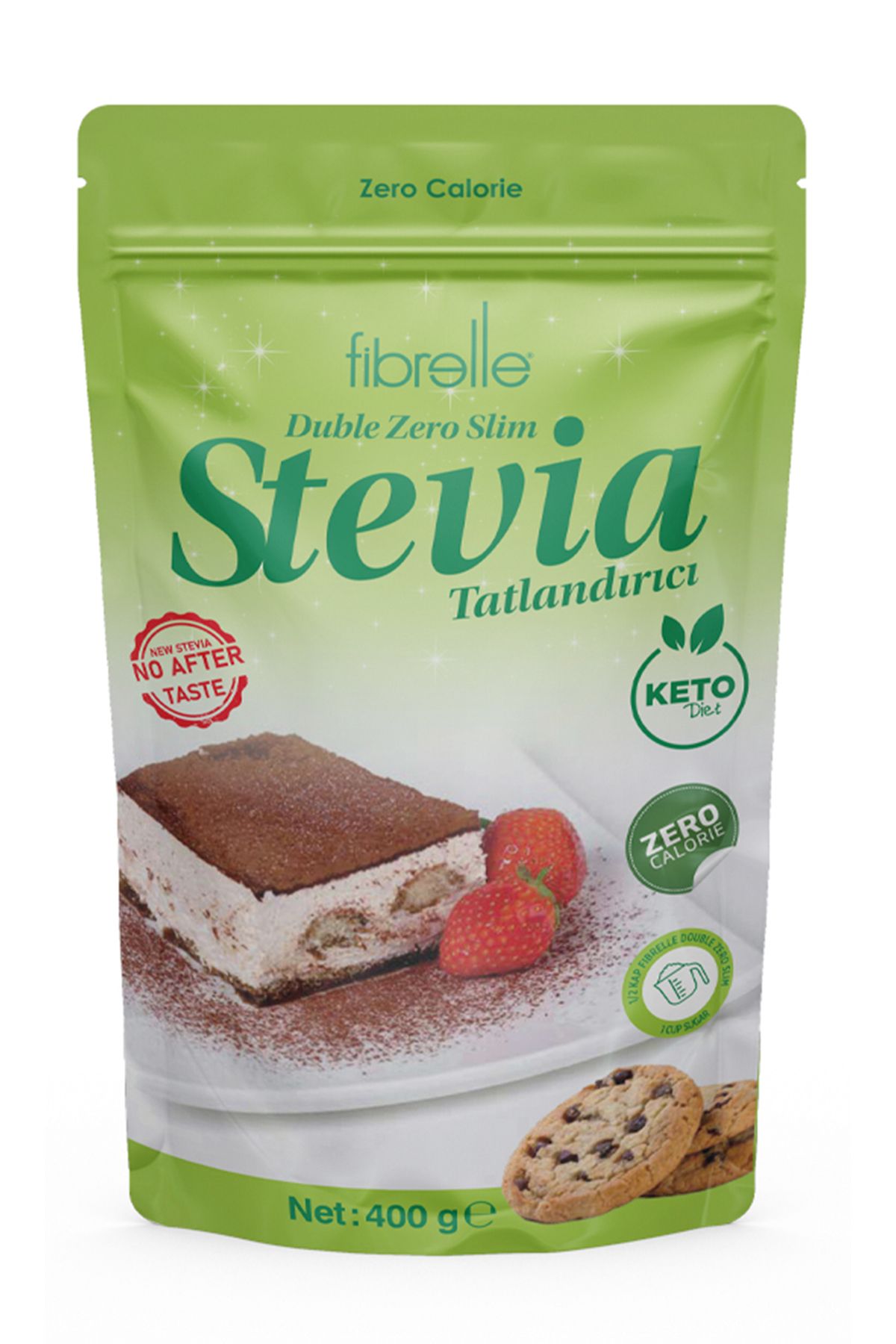 Fibrelle Duble Zero Slim Stevia Sweetener ( 400 gr ) Stevia Tatlandırıcı Double Zero