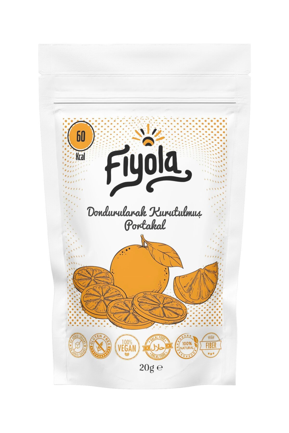 Fiyola Dondurularak Kurutulmuş Portakal - Freeze Dried Portakal - Kuru Çıtır Portakal - (20 GR)