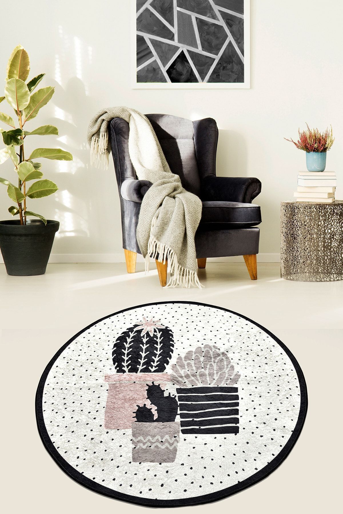 Iromica Home Three Cactus Djt Kaymaz Taban Dekoratif Halı