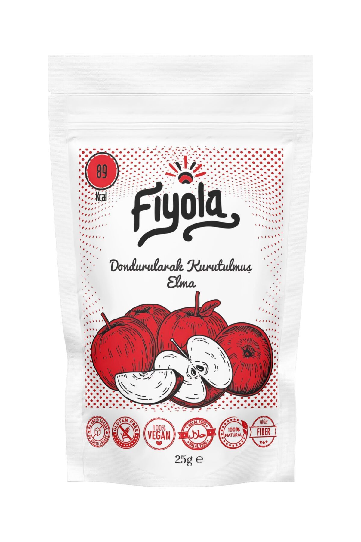 Fiyola Dondurularak Kurutulmuş Elma - Çıtır Meyve Cipsi - Freeze Dried Elma - Kuru Çıtır Elma - (25 GR)