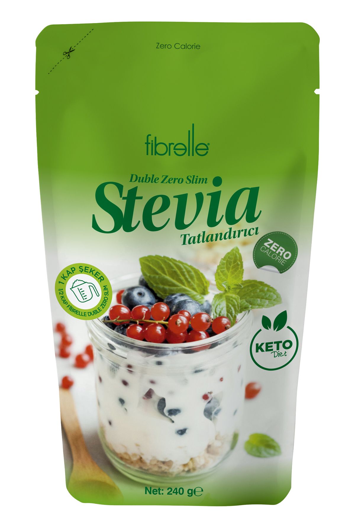 Fibrelle Double Zero Slim Stevia Tatlandırıcı Sıfır Kalori ( 240 gr )