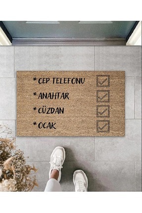 Zuzu Cep Telefonu Anahtar Cüzdan Ocak Yazılı Kapı Önü Paspası 40 X 60 Cm RM-I...