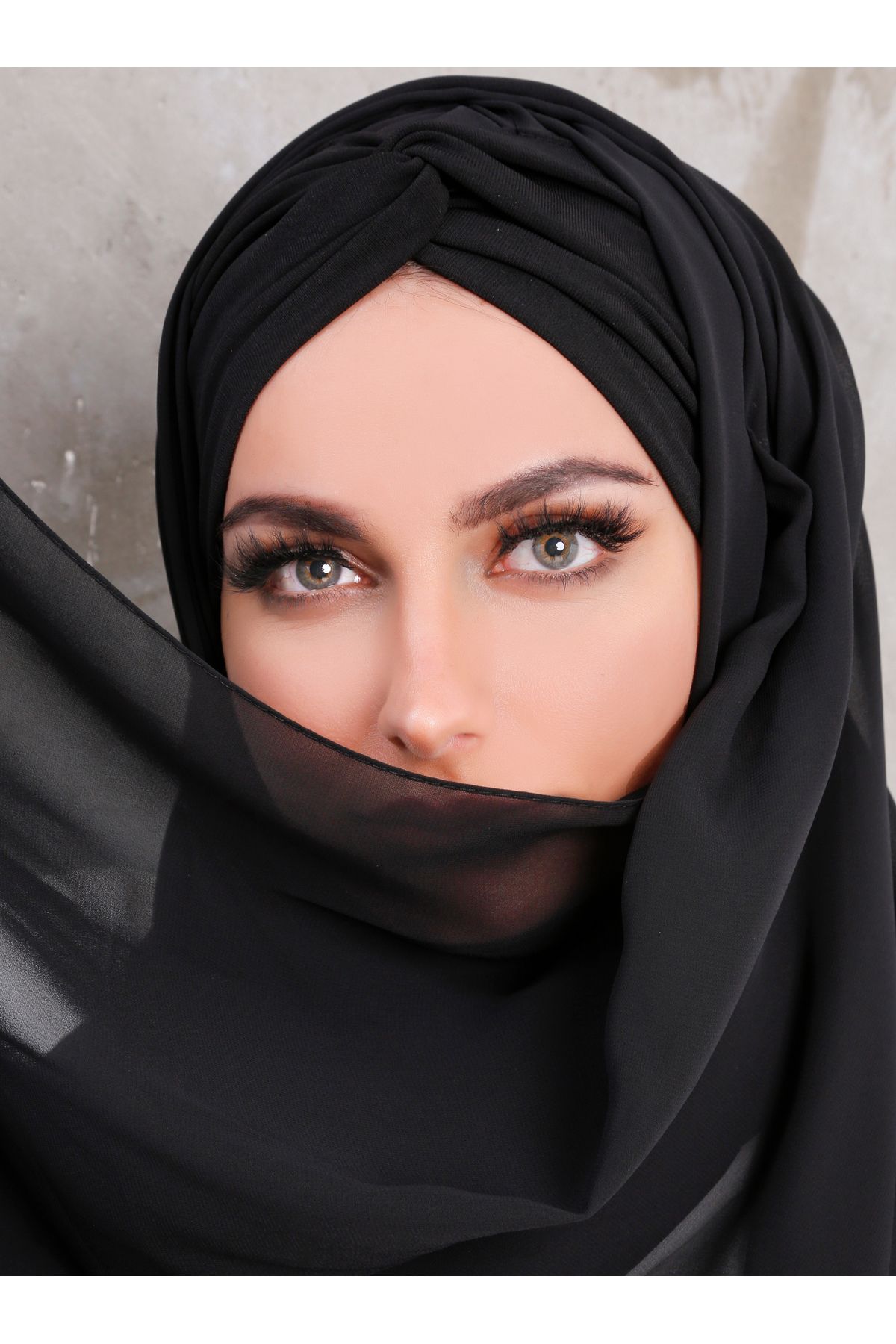 Differenza-Σάλι Hijab Chiffon - Μαύρο, Έτοιμο για Κόμπο 3