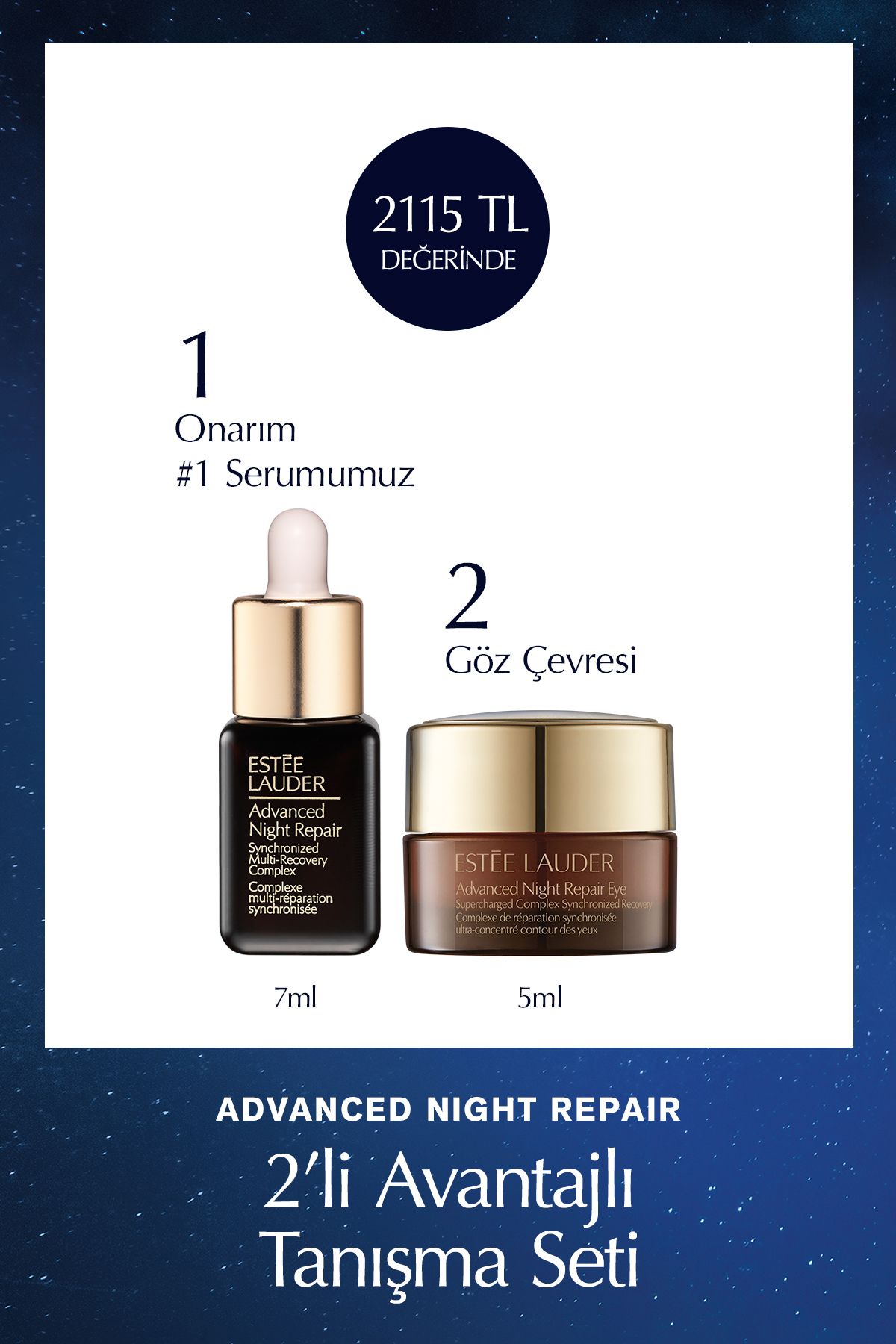 Estee Lauder Seyahat Boy Cilt Bakım Seti - Advanced Night Repair Onarıcı Serum 7ml Jel Göz Kremi 5ml