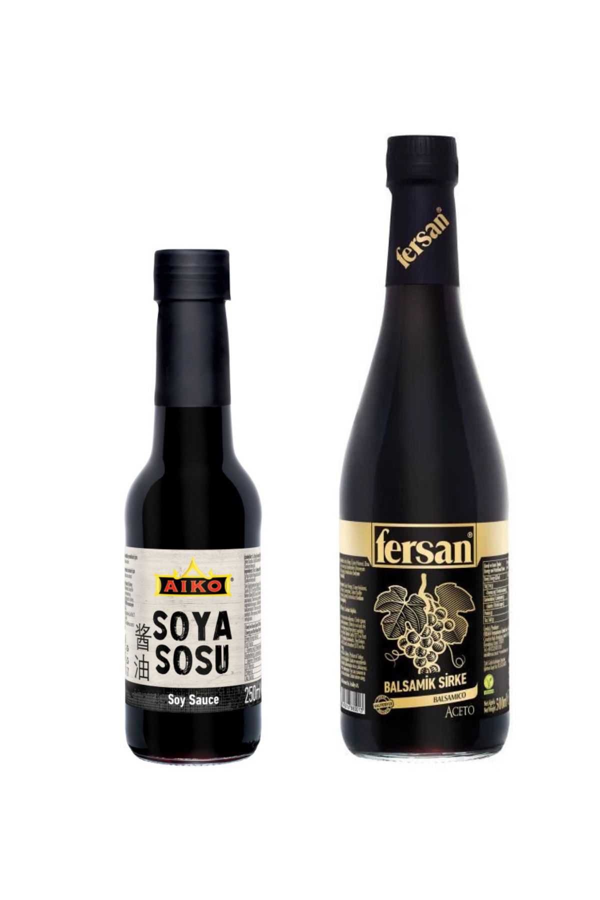 Fersan Aaıko Soya Sos Cam Şişe 250 ml Balsamik Sirke Cam Şişe 500 ml