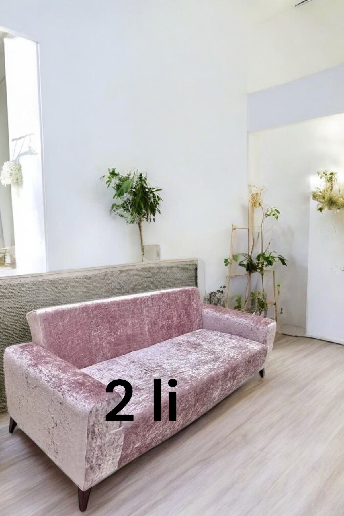 Gibella 2'Li Parlak Kadife Giydirme Koltuk Örtüsü (PUDRA)