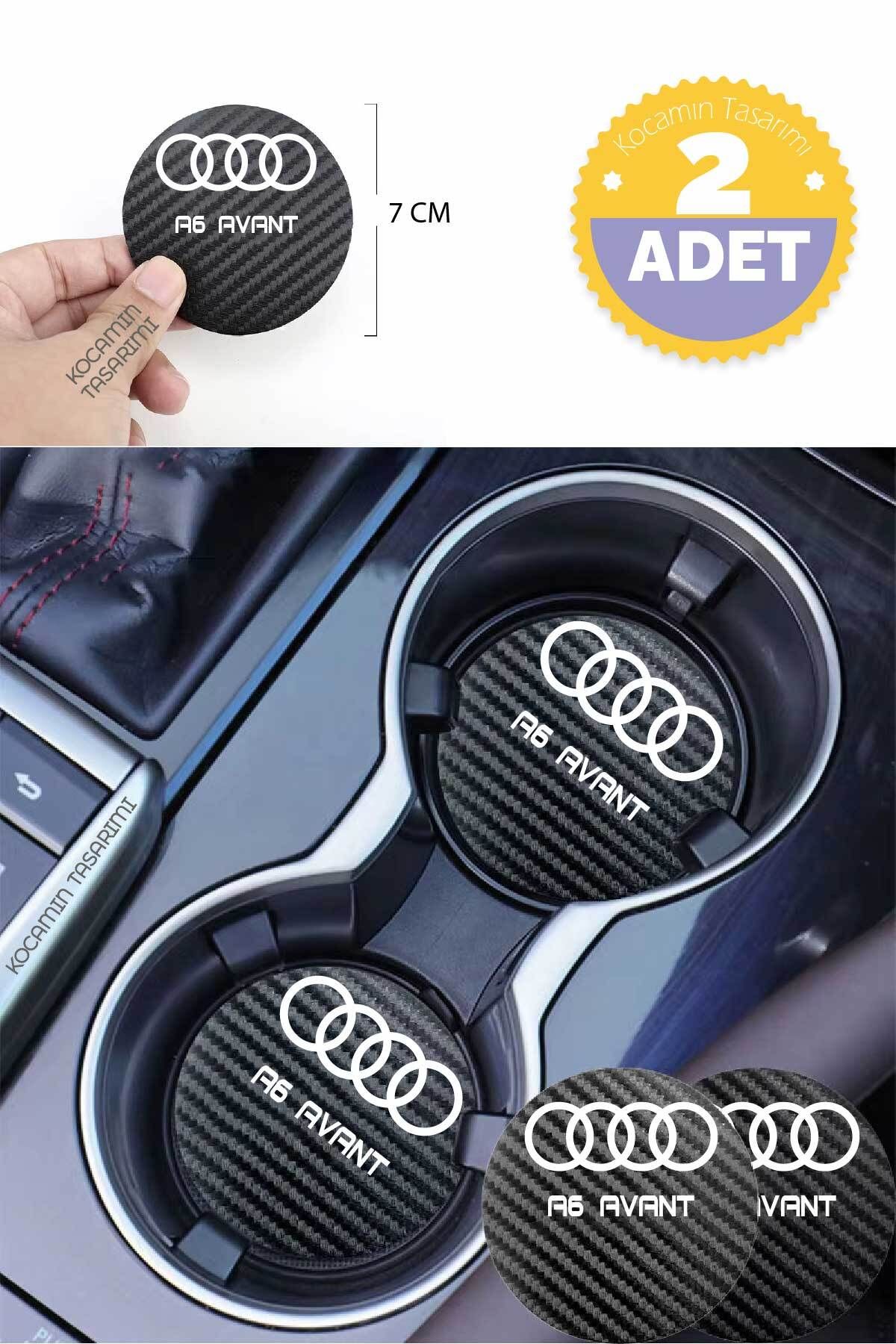 Kocamın Tasarımı Audi  A6  Uyumlu Avant Siyah Karbon Araç Bardak Altlığı