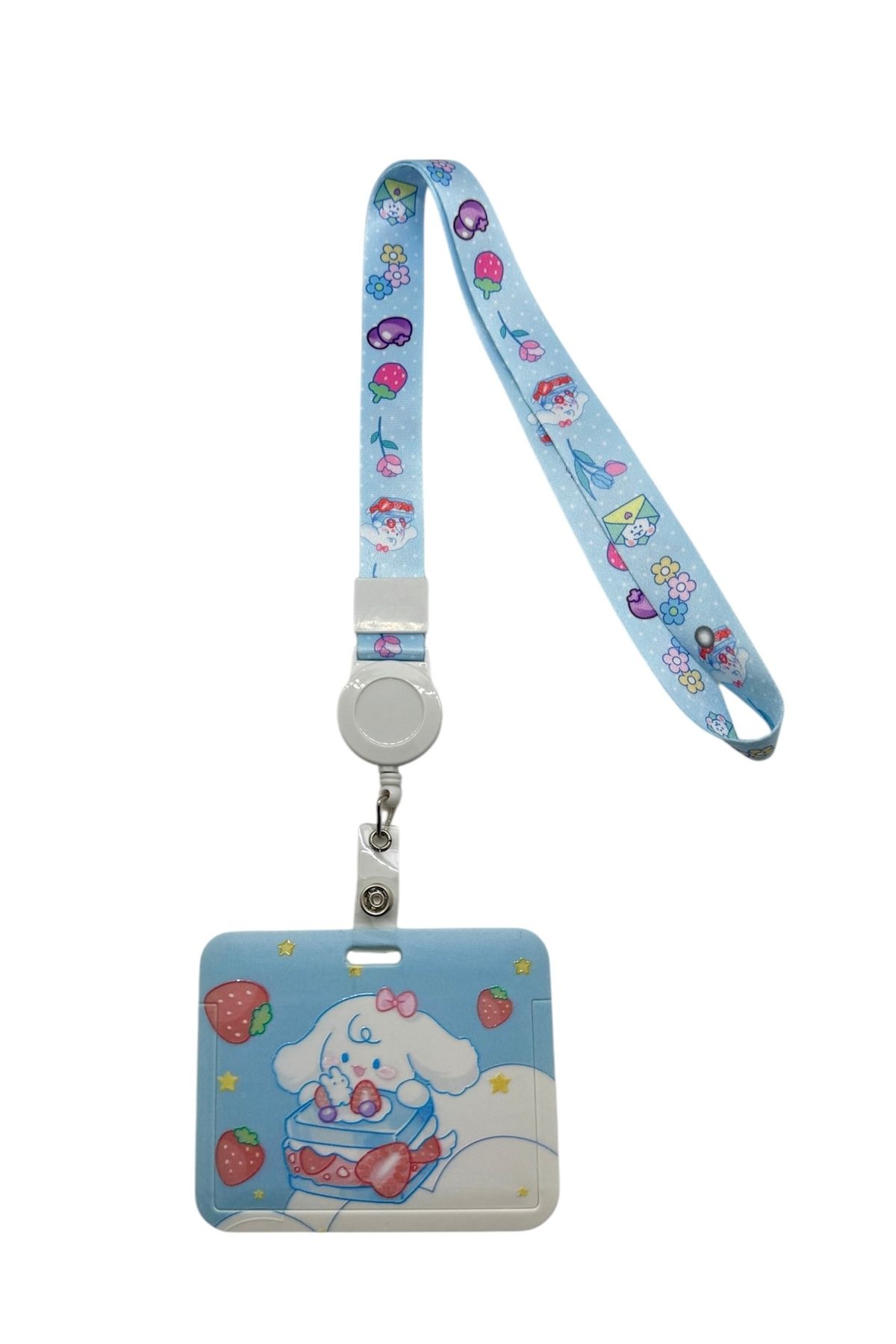 Sağlıkçı Shopping Hello Kitty Cinnamoroll 2 Boyun Askı İpi Yoyo Yaka Kartı Koruyucu Kart Kabı 3’ü 1 Arada Vip Set