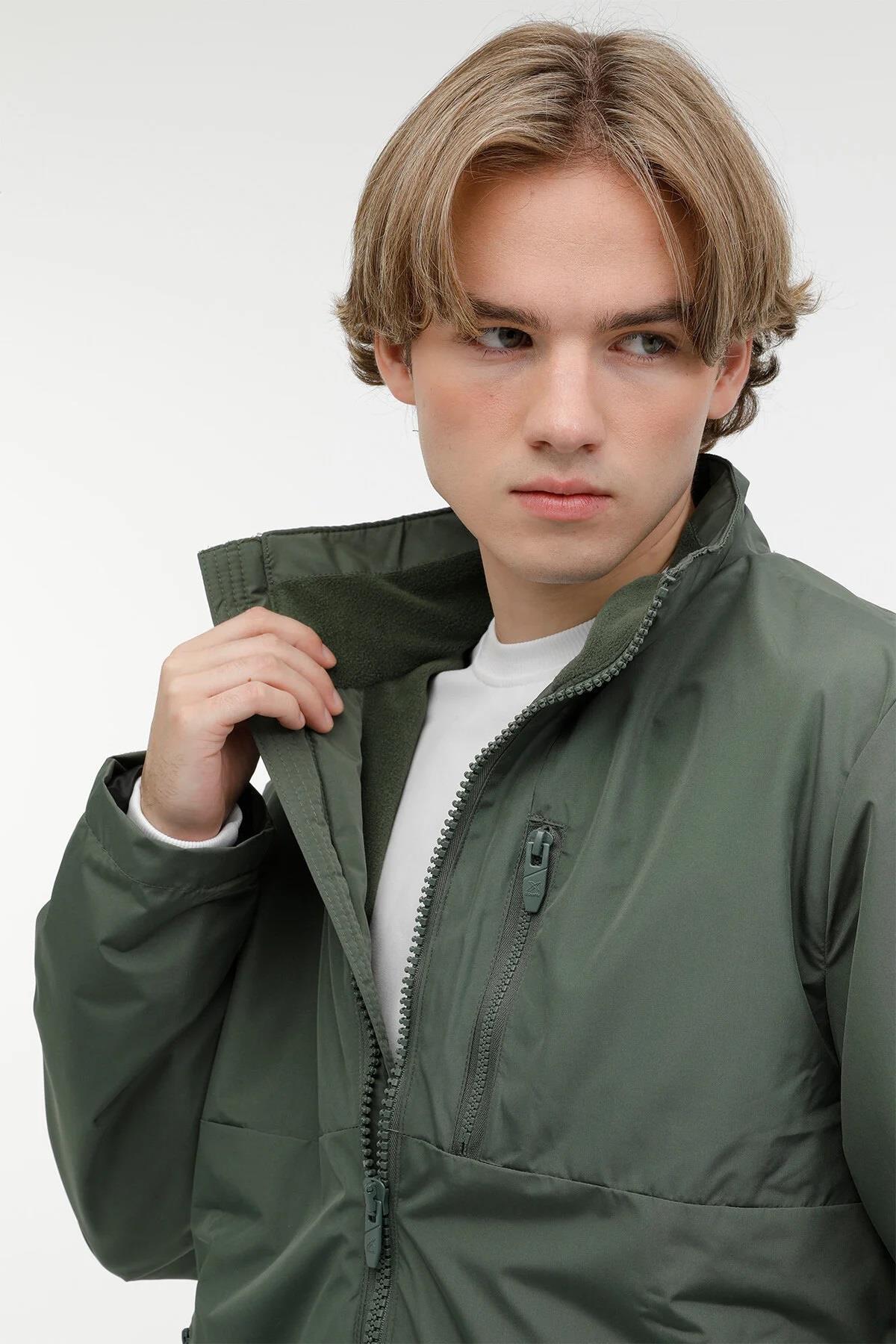 3w ml Eddy Haki Erkek Slim Fit Mevsimlik Coat Mont — خاکی TX6EA221A111790 — تصویر 3 از 6