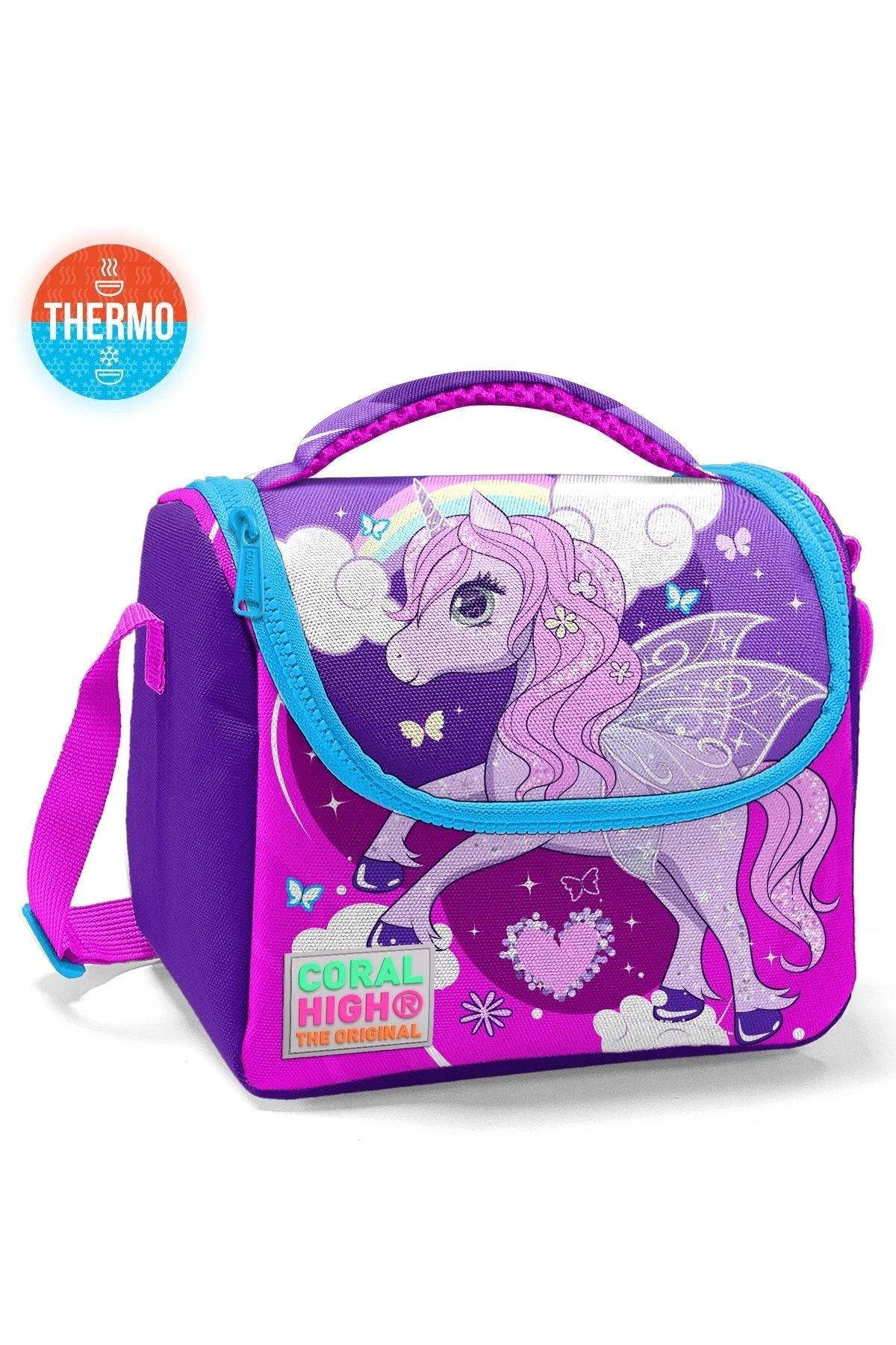 Coral High Kids Mor Pembe Unicorn Desenli Thermo Beslenme Çantası 11708