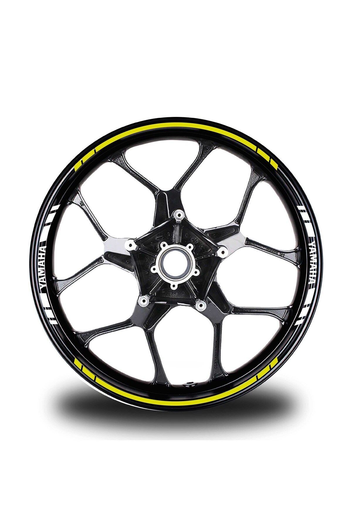 MLH STORE Yamaha Yazılı Kısa Yazısız Uzun Dış Şerit 16'lı Çift Renk Jant Sticker Modeli