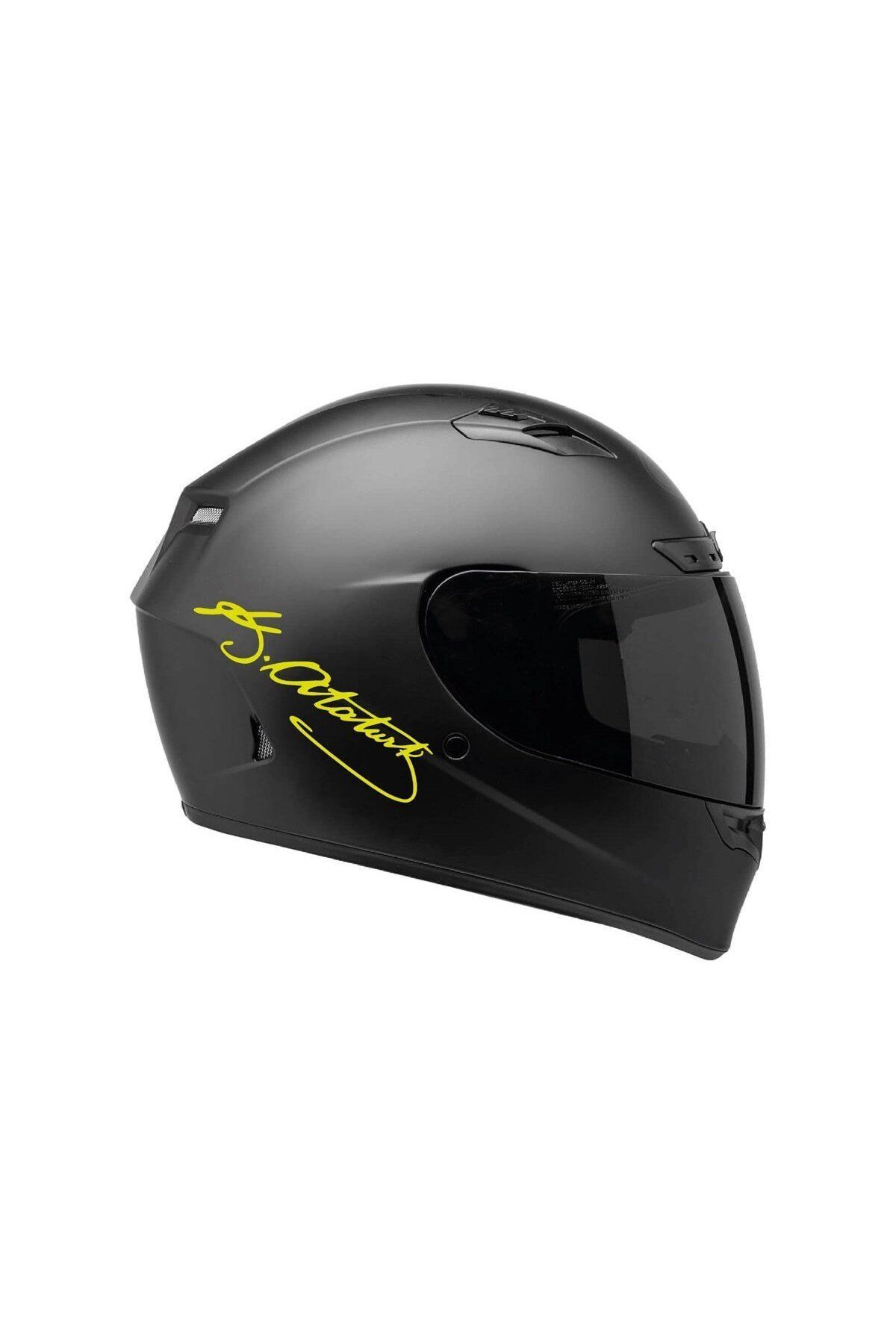 MLH STORE Tek Renk Atatürk Imzalı Kask Sticker Etiket Modeli 20 Cm 2 Adet