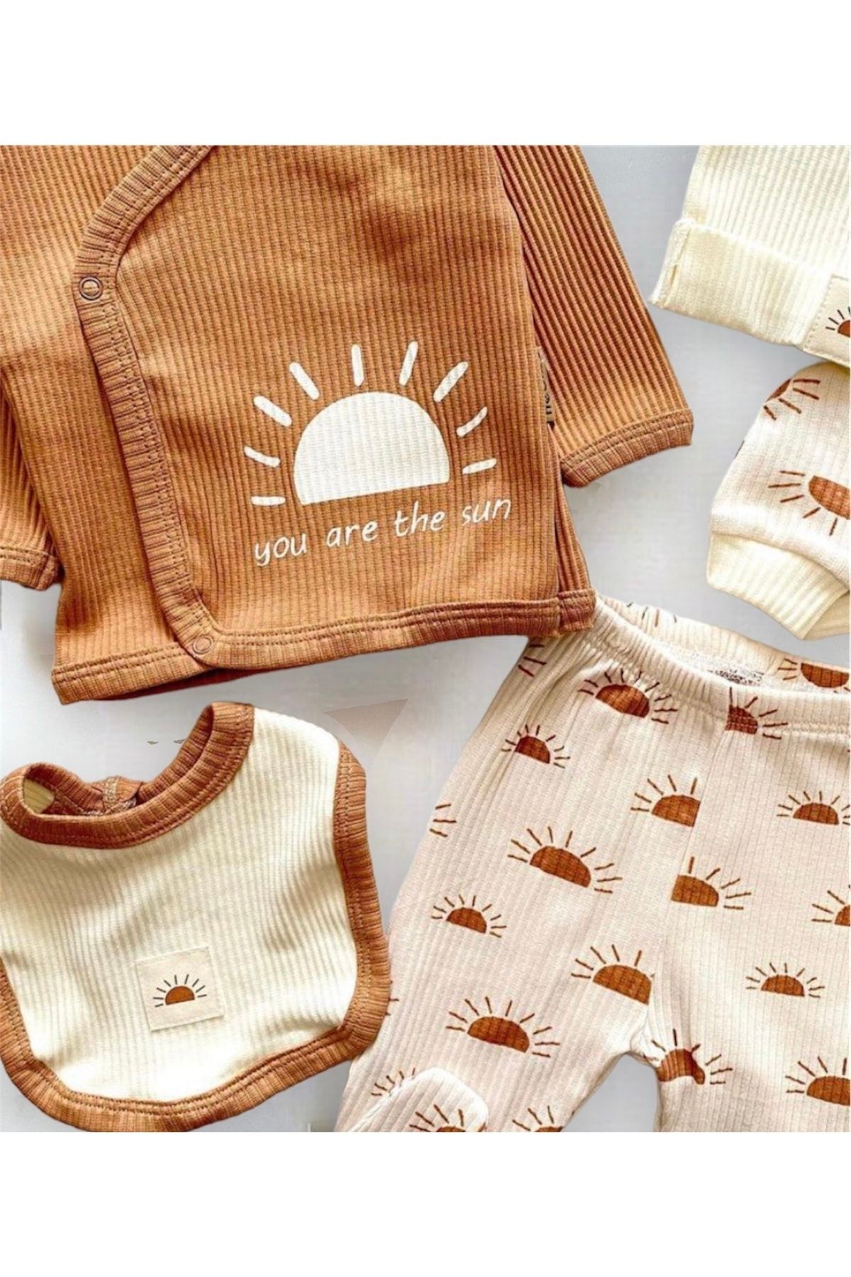 nevrankids Güneş Desenli Naturel 5'li Hastane Çıkış Seti fotoğrafı 7 (önizleme)