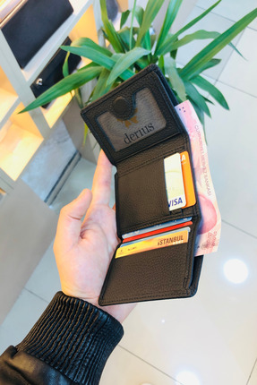 derius Cross Siyah Mıknatıslı Dikey Model Hakiki Deri Kişiye Özel Isim Baskıl...