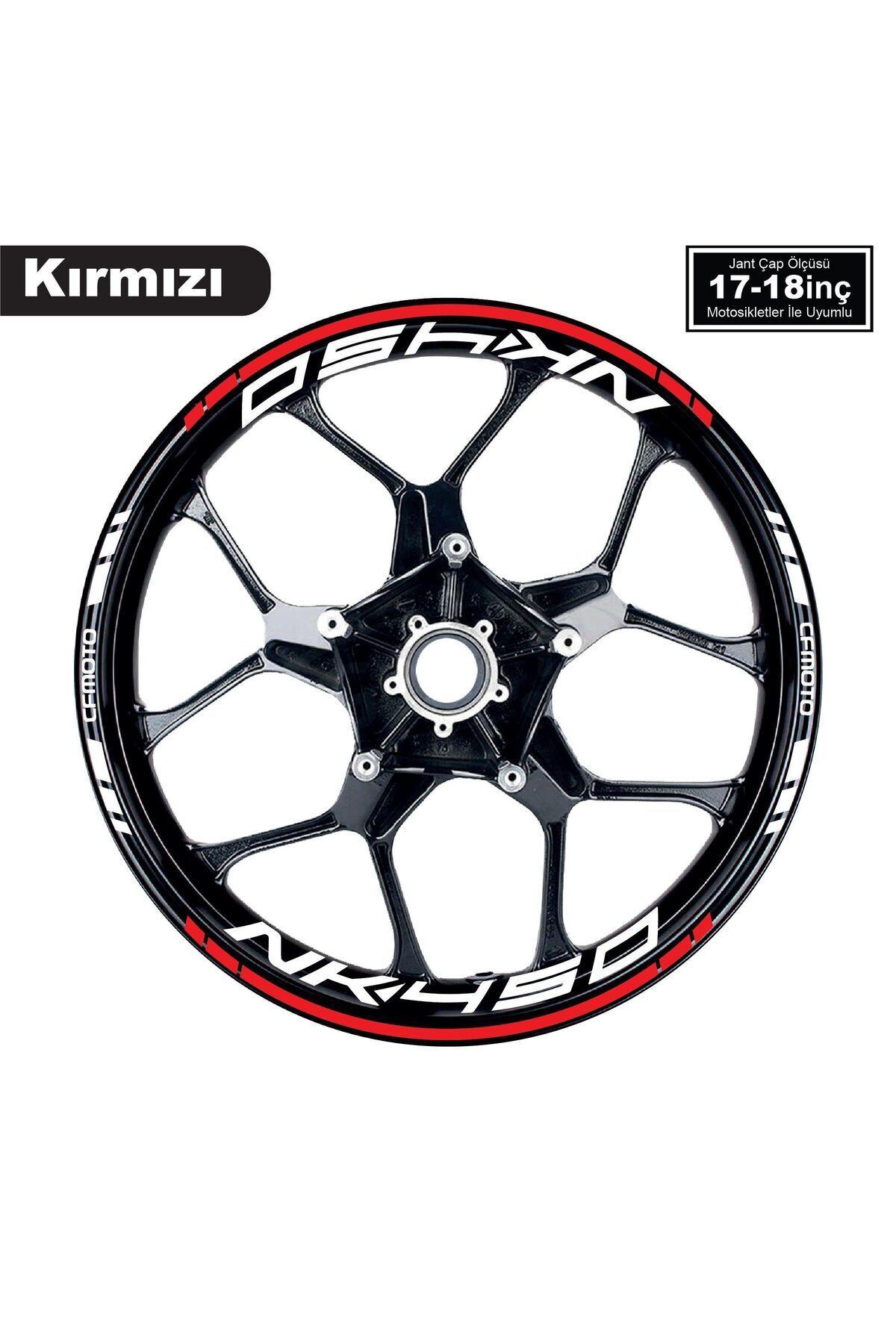 Kendorf Kırmızı CFMOTO 450NK Motosiklet Jant Sticker Etiket Modeli İç & Dış Takım