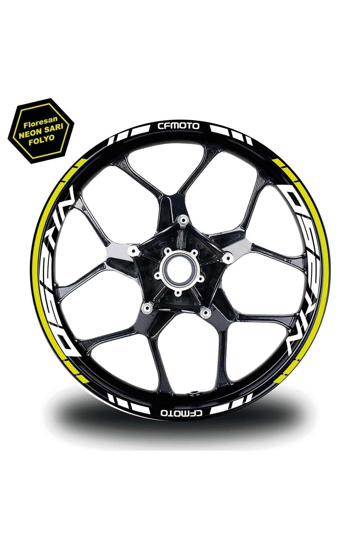 Kendorf CFMOTO NK250 Jant Sticker İç & Dış Takım Etiket Modeli Neon Sarı - Beyaz