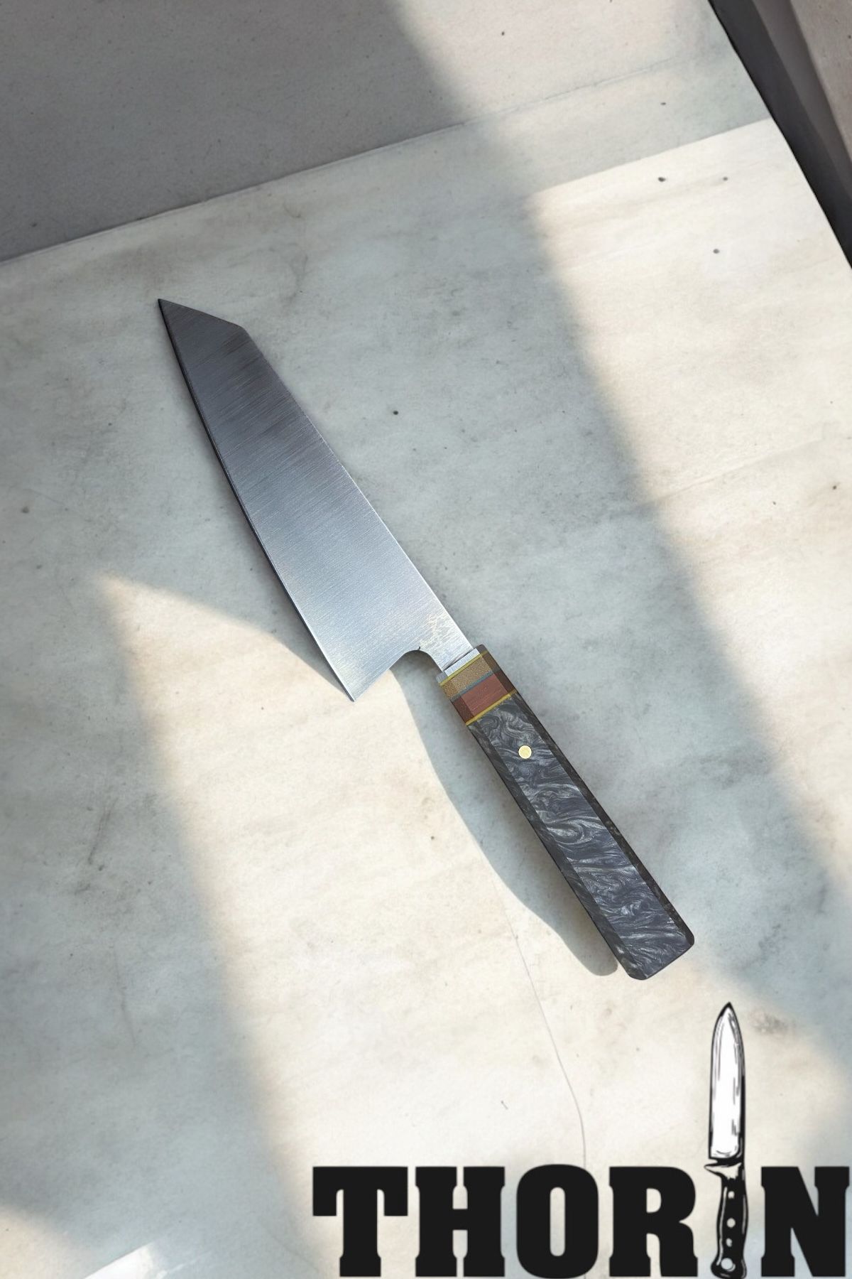 EL YAPIMI 32cm Kiritsuke model Epoksi şef bıçağı