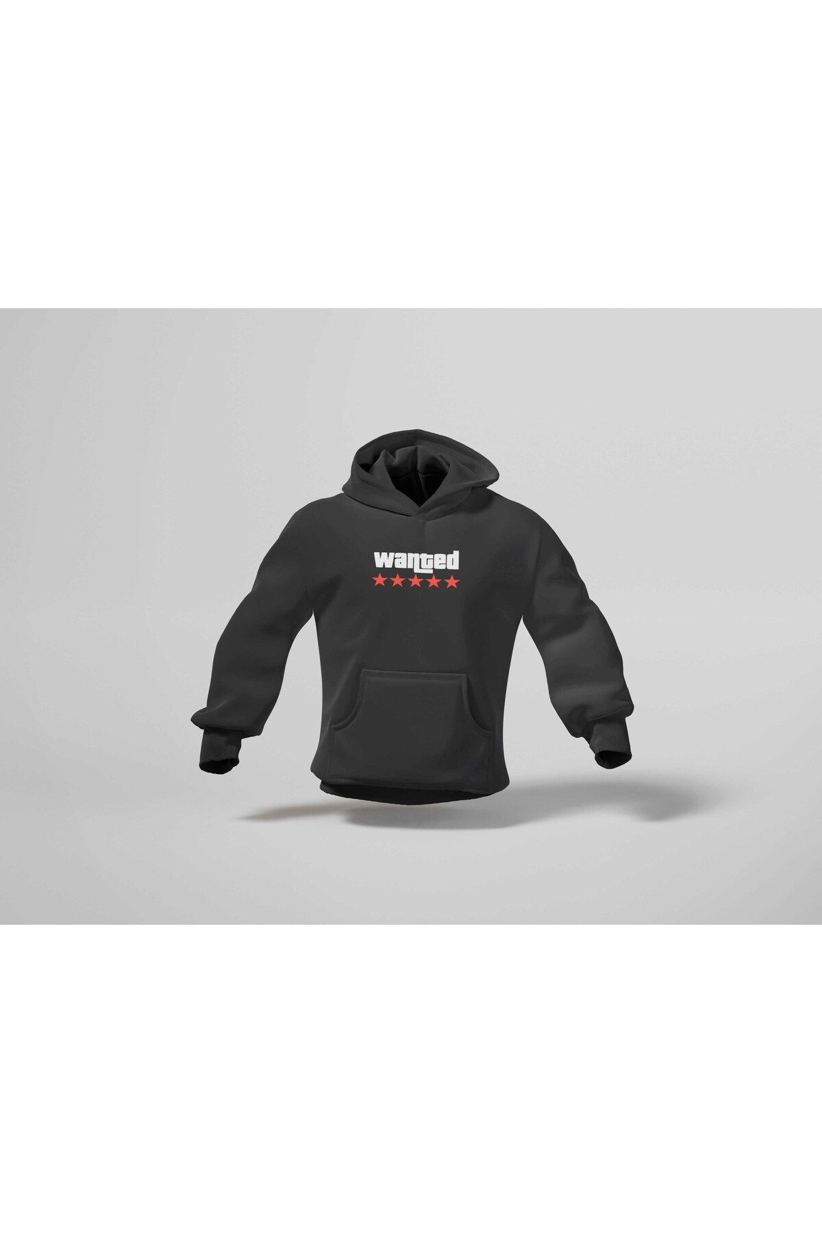 BERİLDEN Wanted Komik Yazılı Motor Baskılı Oversize Hoodie Sweatshirt Unisex