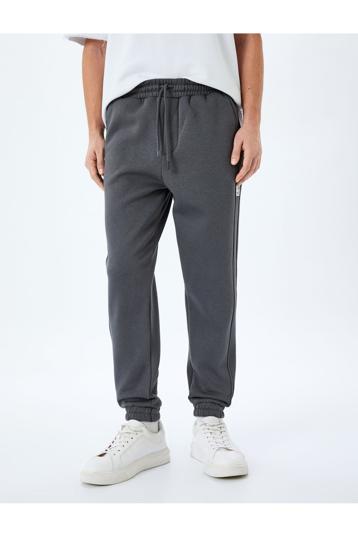Koton-Cotton Blend - Raster Jogger Sweatpants with Pockets and Stitching Detail 3