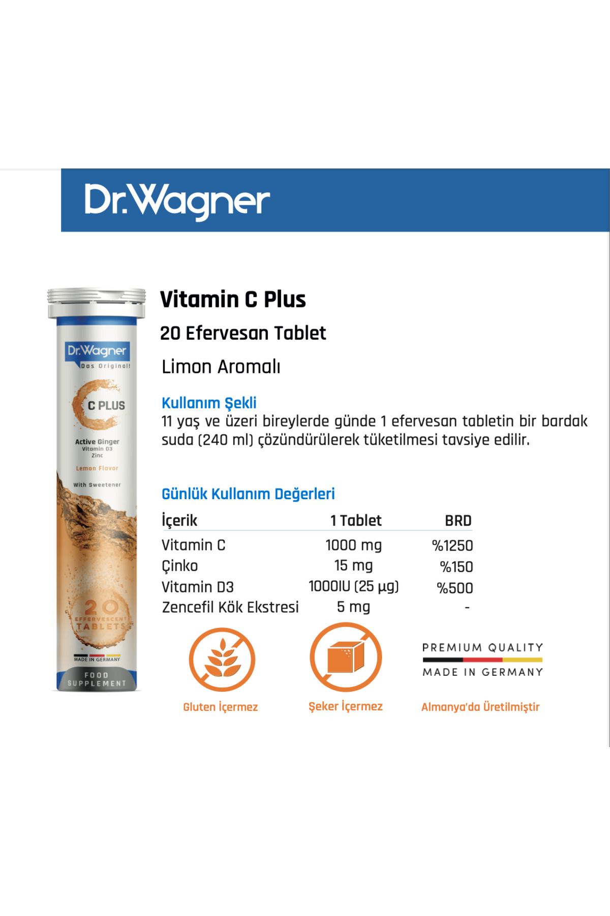 Dr Wagner-Dr. Wagner C Plus 20 - Lemon Flavored Effervescent Tablet 2