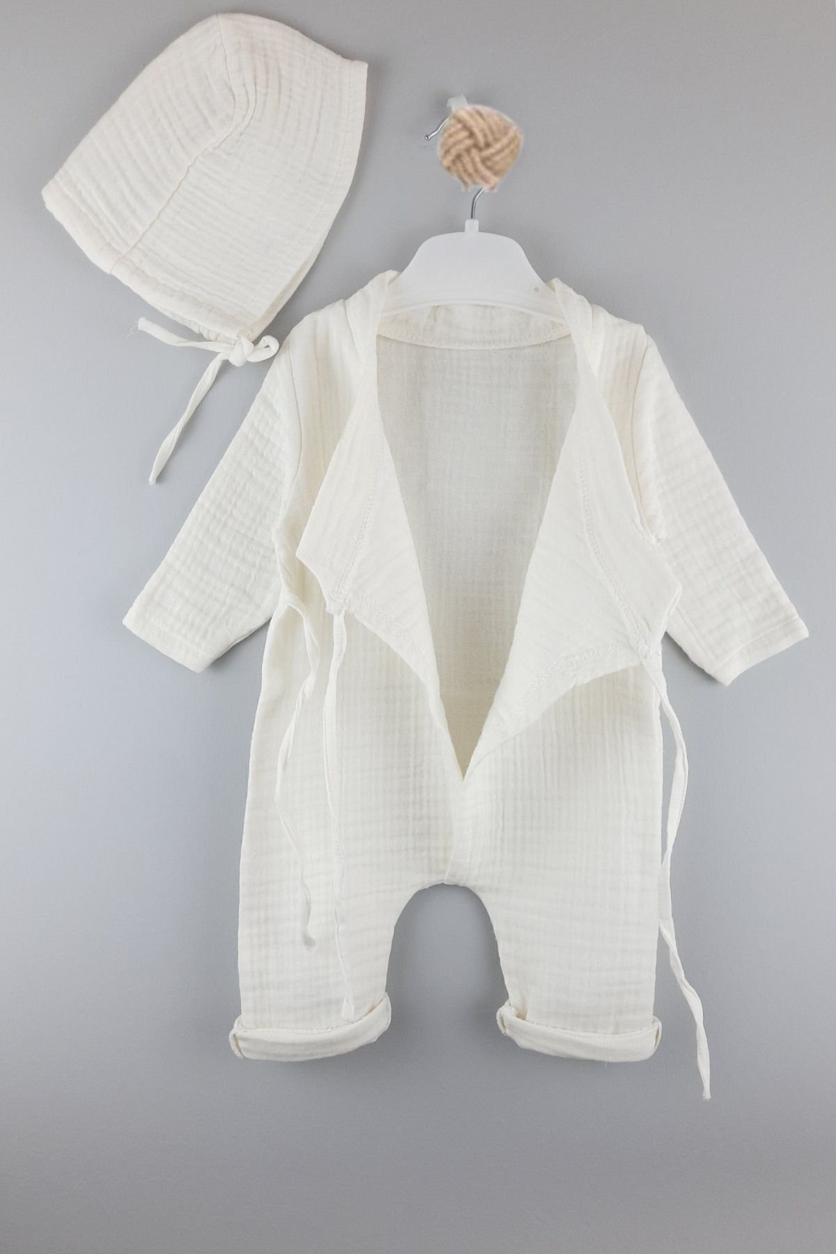 Minytrendy Kız Erkek İsimli Yenidoğan Bebek Organik Müslin Şapkalı Kimono Tulum Hastane Çıkışı Hediyelik fotoğrafı 6 (önizleme)