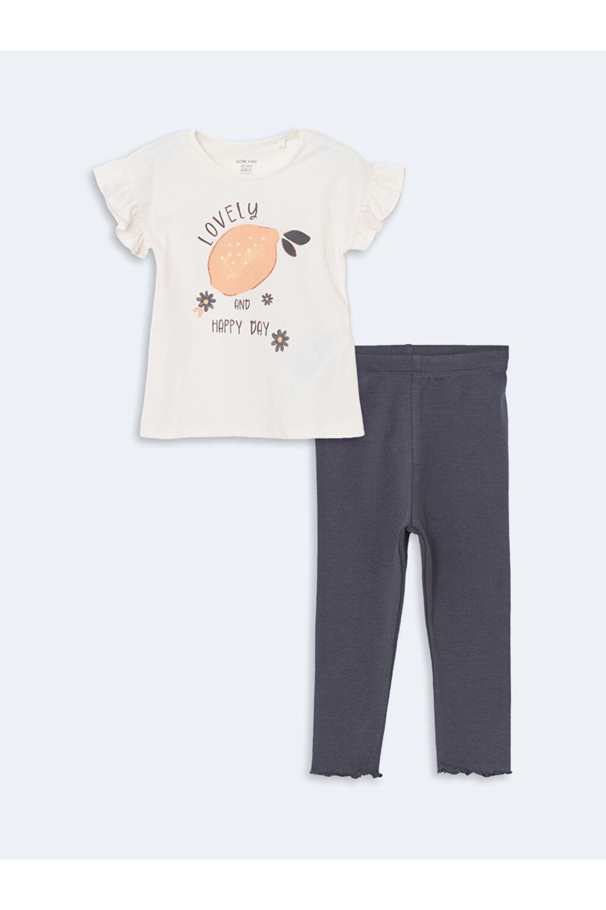 LC Waikiki LCW baby Bej Bisiklet Yaka Baskılı Kız Bebek Pijama Takımı