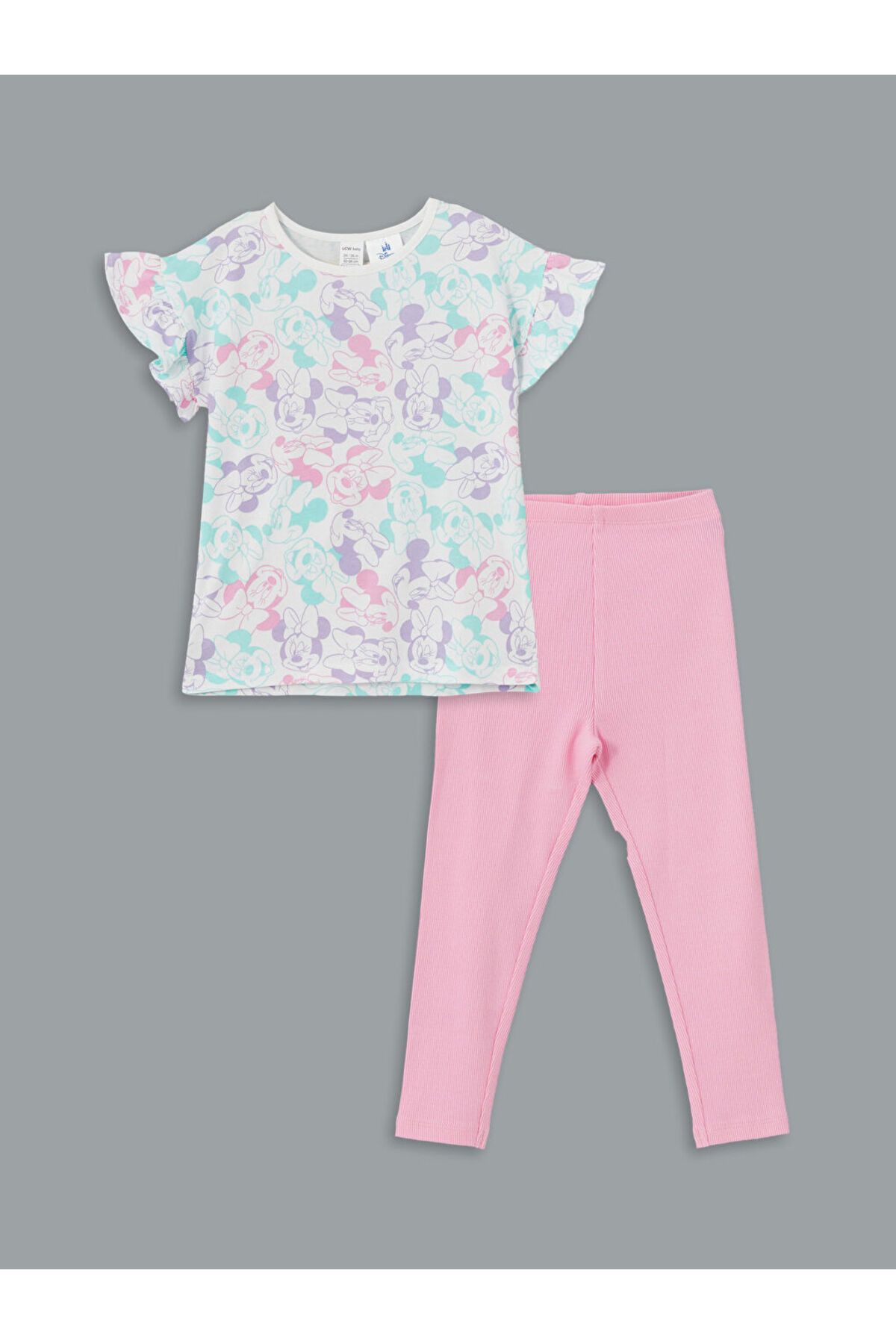 LC Waikiki Yeni Sezon Minnie Mouse Baskili Kiz Bebek Tisort ve Tayt 2'li - S5ER05Z1