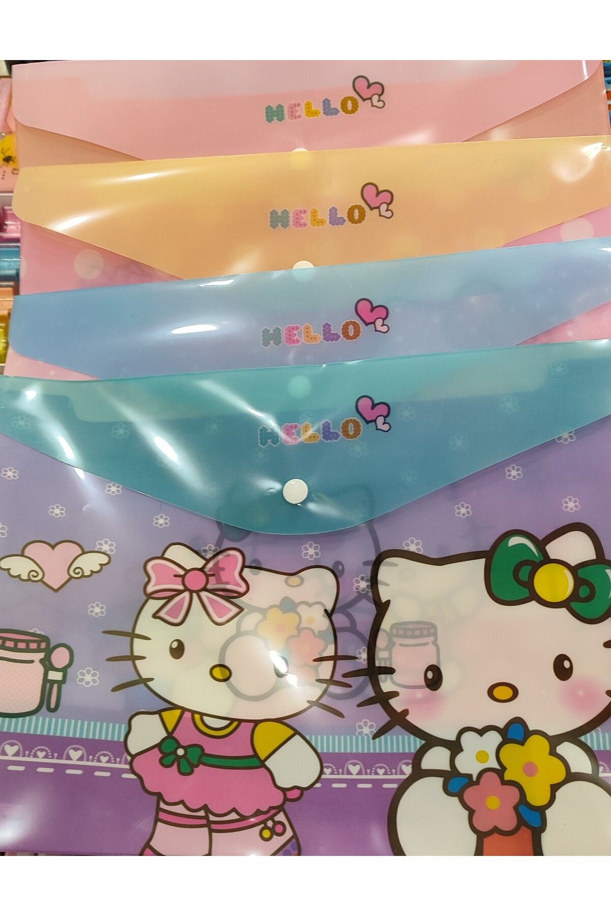 bundle island A4 kagıt sığabilen zarf model çıtçıtlı dosya hello kitty figürlü 4 adet