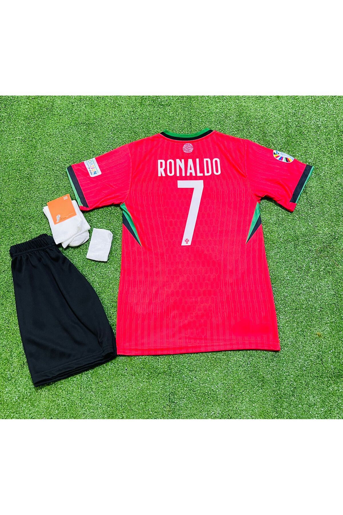 Lion Spor Ronaldo Portekiz Çocuk Futbol Forma Hava Alabilen Polyester Kumaş Halısaha Forması