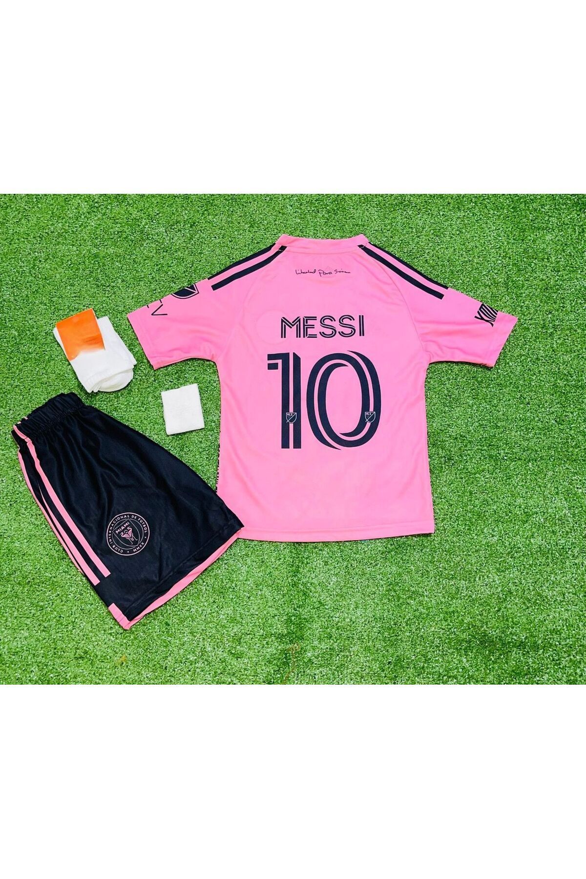 Lion Spor Messi Inter Miami Pembe Çocuk 10 Hava Alabilen Polyester Kumaş Halısaha Forması