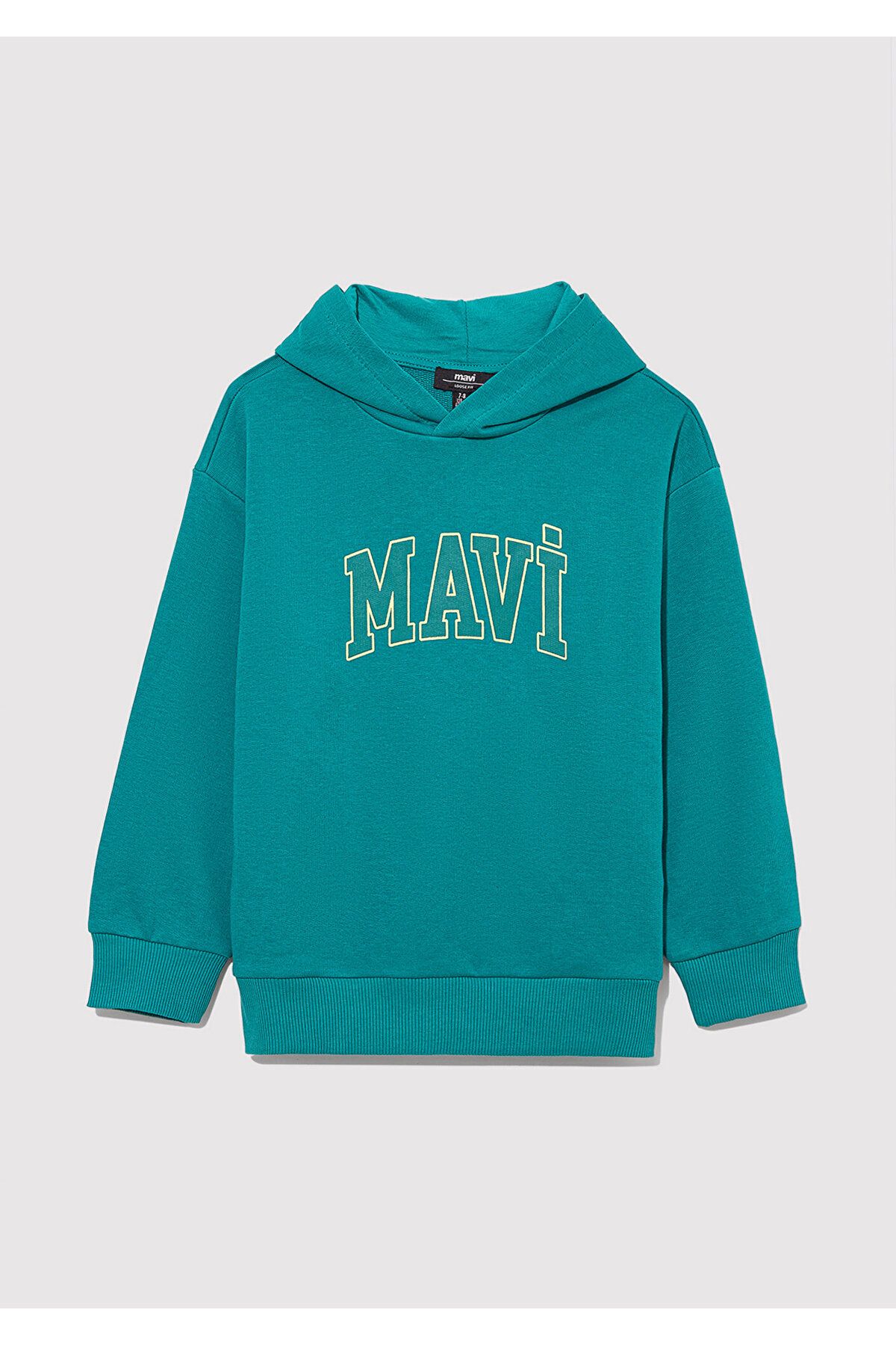 Mavi-Green Hooded Logo Printed Sweatshirt - 6S10113-32449 1