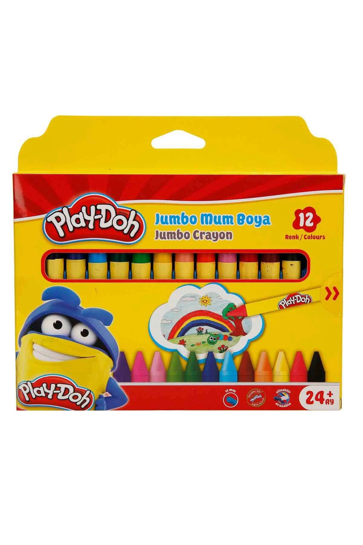 TOYFEST Play-Doh Silinebilir Jumbo Crayon Mum Boya 12 Renk