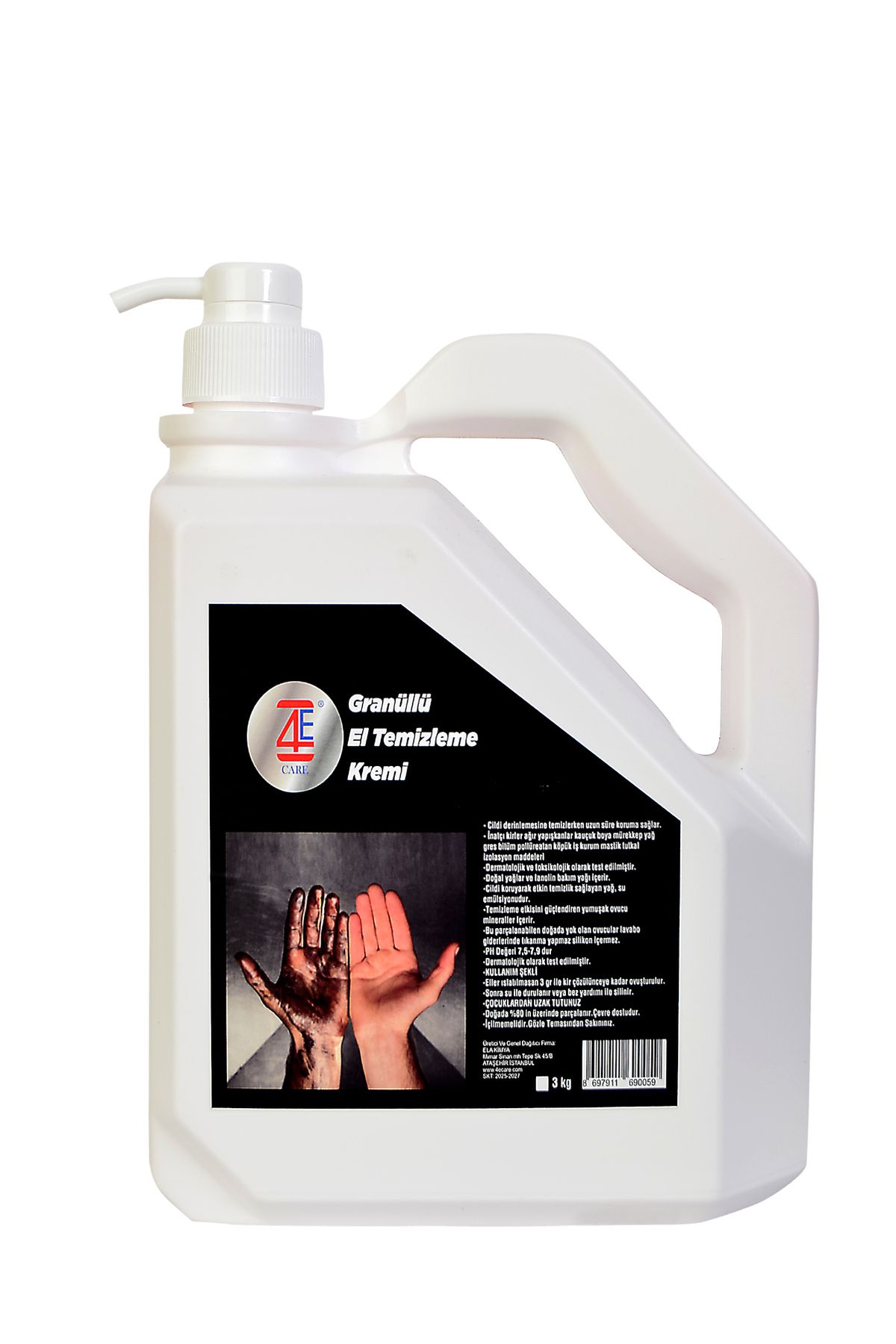 4E CARE Granüllü Sanayi Tipi El Temizleme Kremi 3 kg (Kokulu)