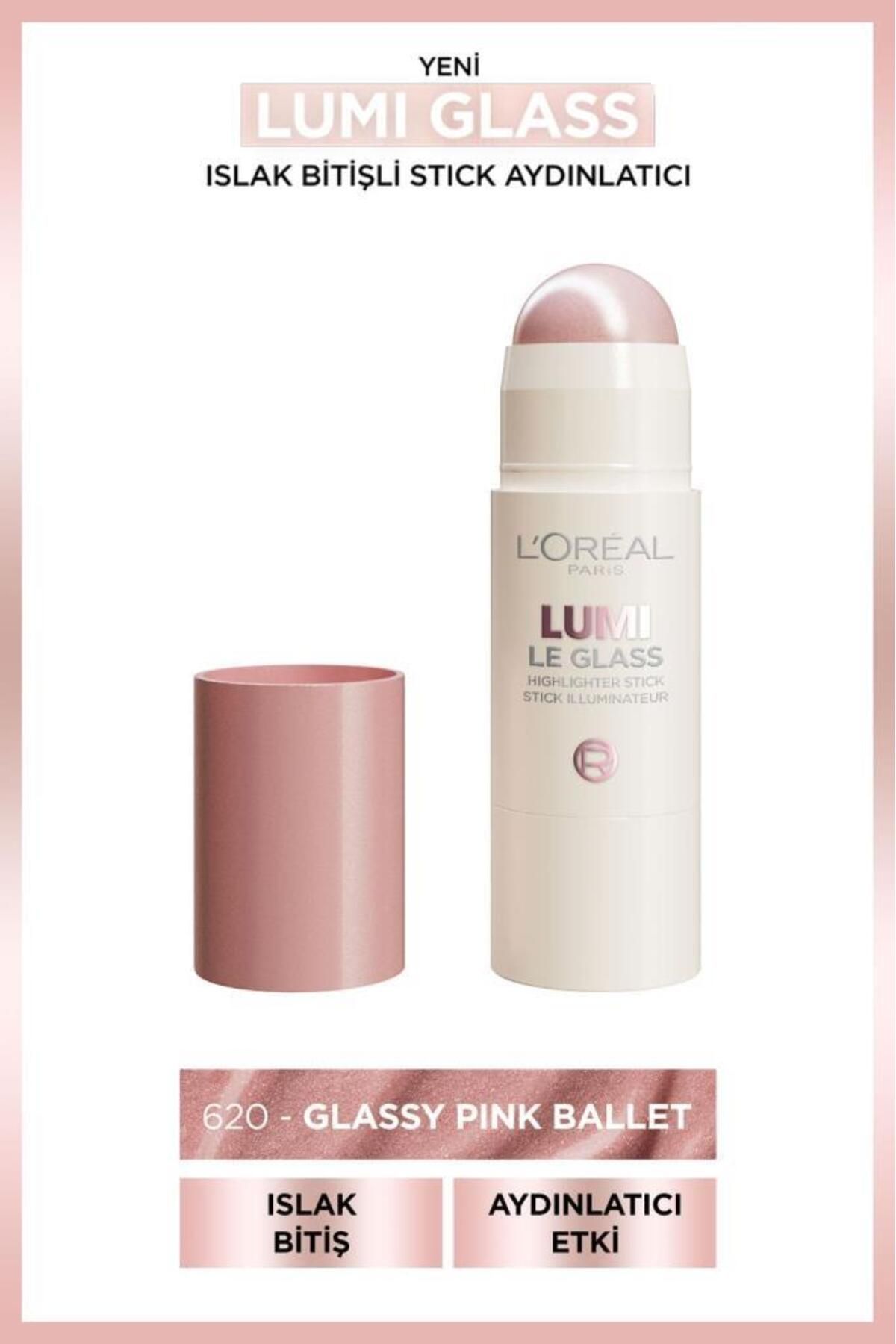 L'Oreal Paris L'Oréal Paris Lumi Glass Islak Bitişli Stick Aydınlatıcı - 620 Glassy Pink Ballet