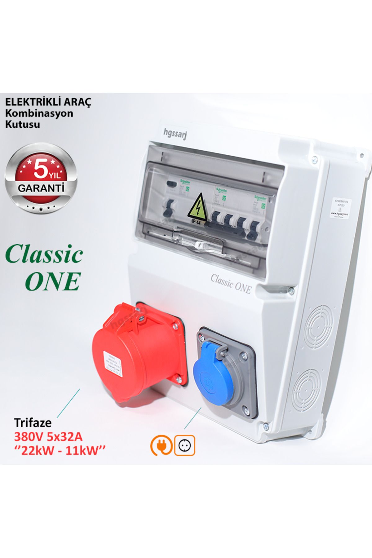 hgsşarj ''Classic ONE'' Trifaze Elektrikli Araç Kombinasyon Kutusu 5x32A + 1x16A 5 Yıl Garanti