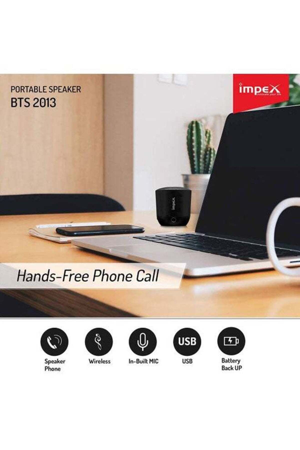 İMPEX-مكبر صوت بلوتوث متعدد الوسائط قابل لإعادة الشحن باللون الأسود 5